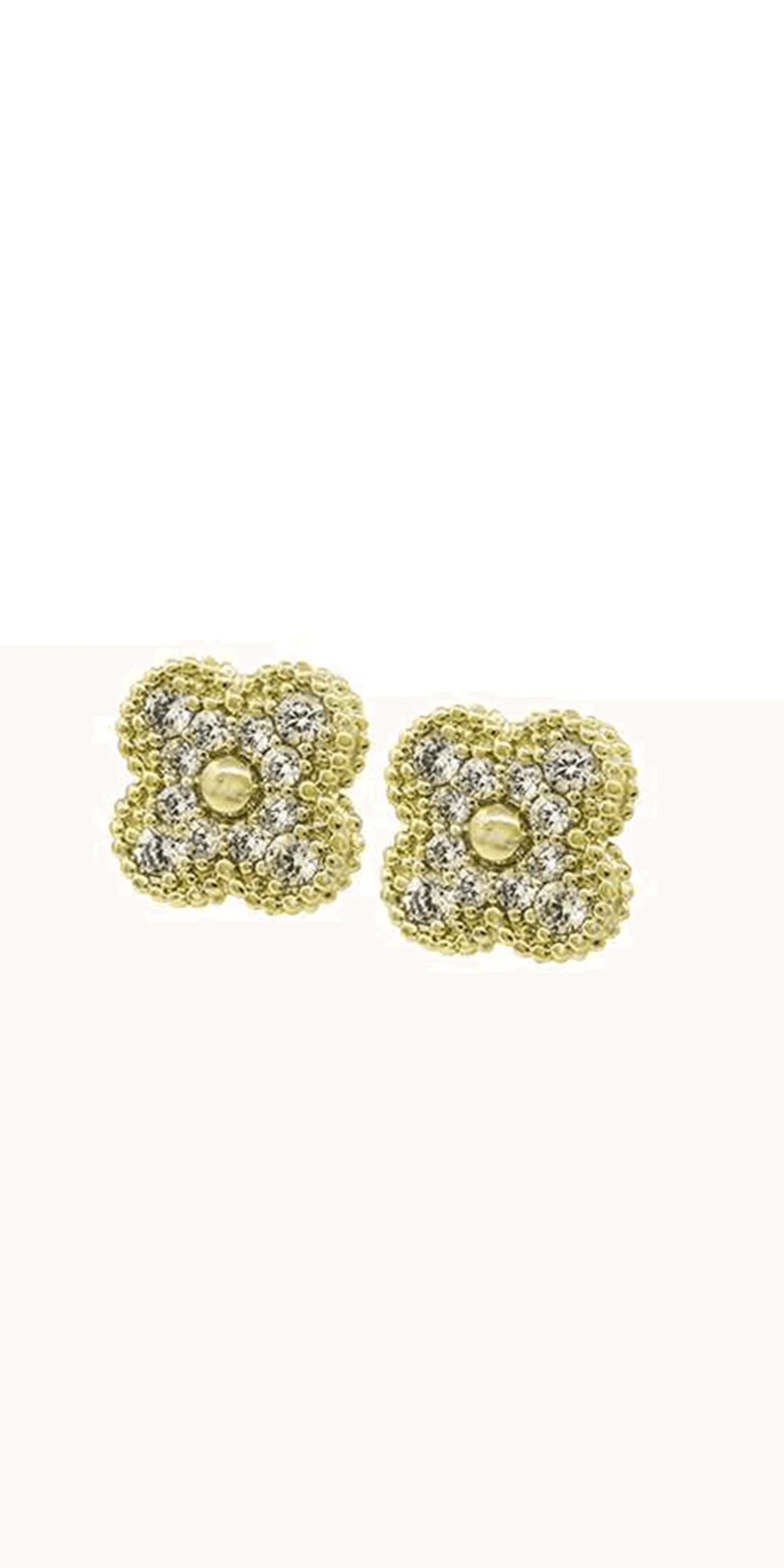 Clover Rhinestone Stud Earrings - Camille La Vie
