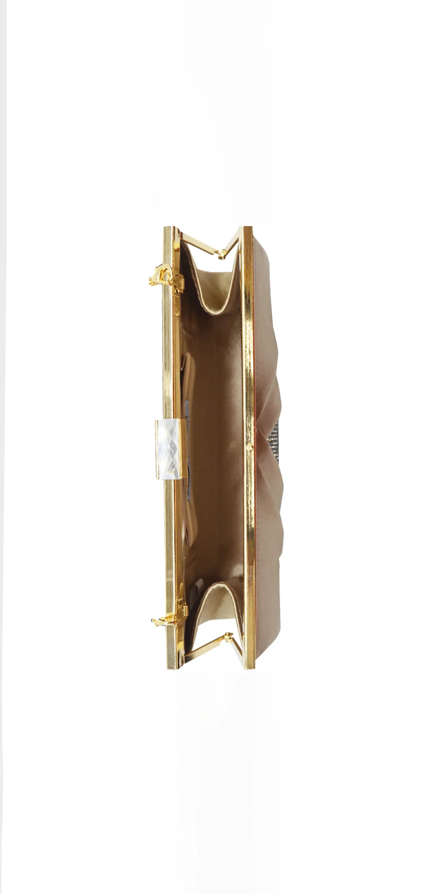 Pleated Satin Handbag with Rhinestone Detail - Camille La Vie