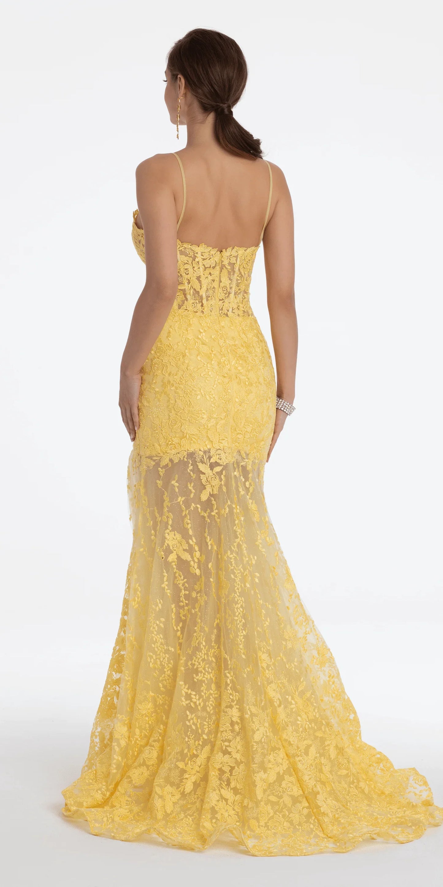light-yellow/size/4/missy/ Camille La Vie/ Embellished Sweetheart Corset Mini Dress/back