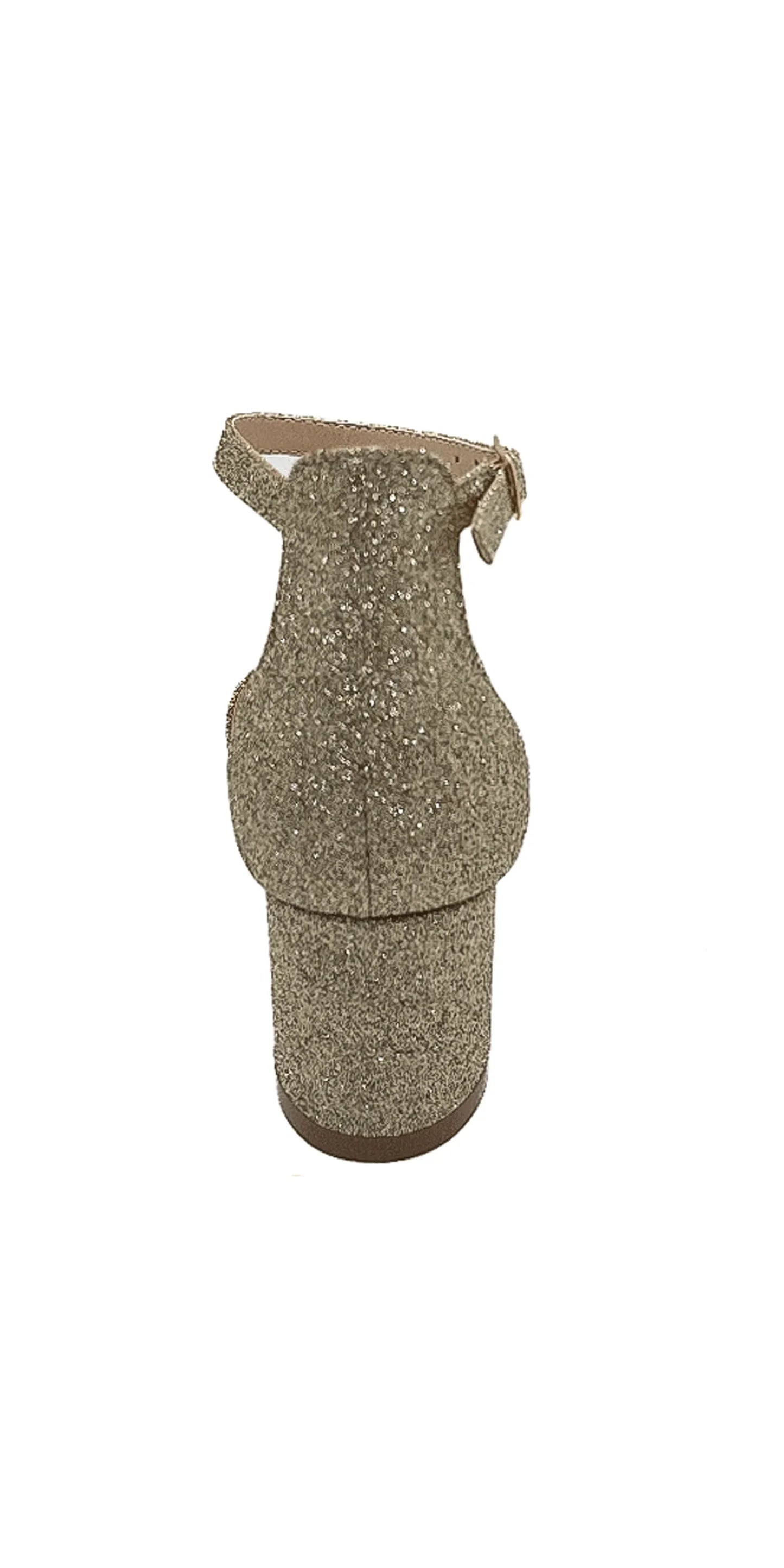 gold/size/6/Camille La Vie/Low Heel Glitter Ankle Strap Sandal / back