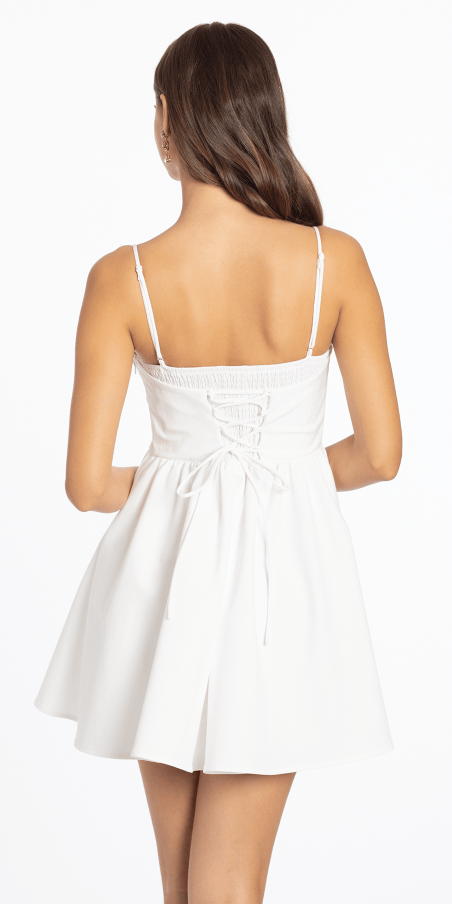 Sweetheart Woven Lace Up Back Fit and Flare Dress - Camille La Vie