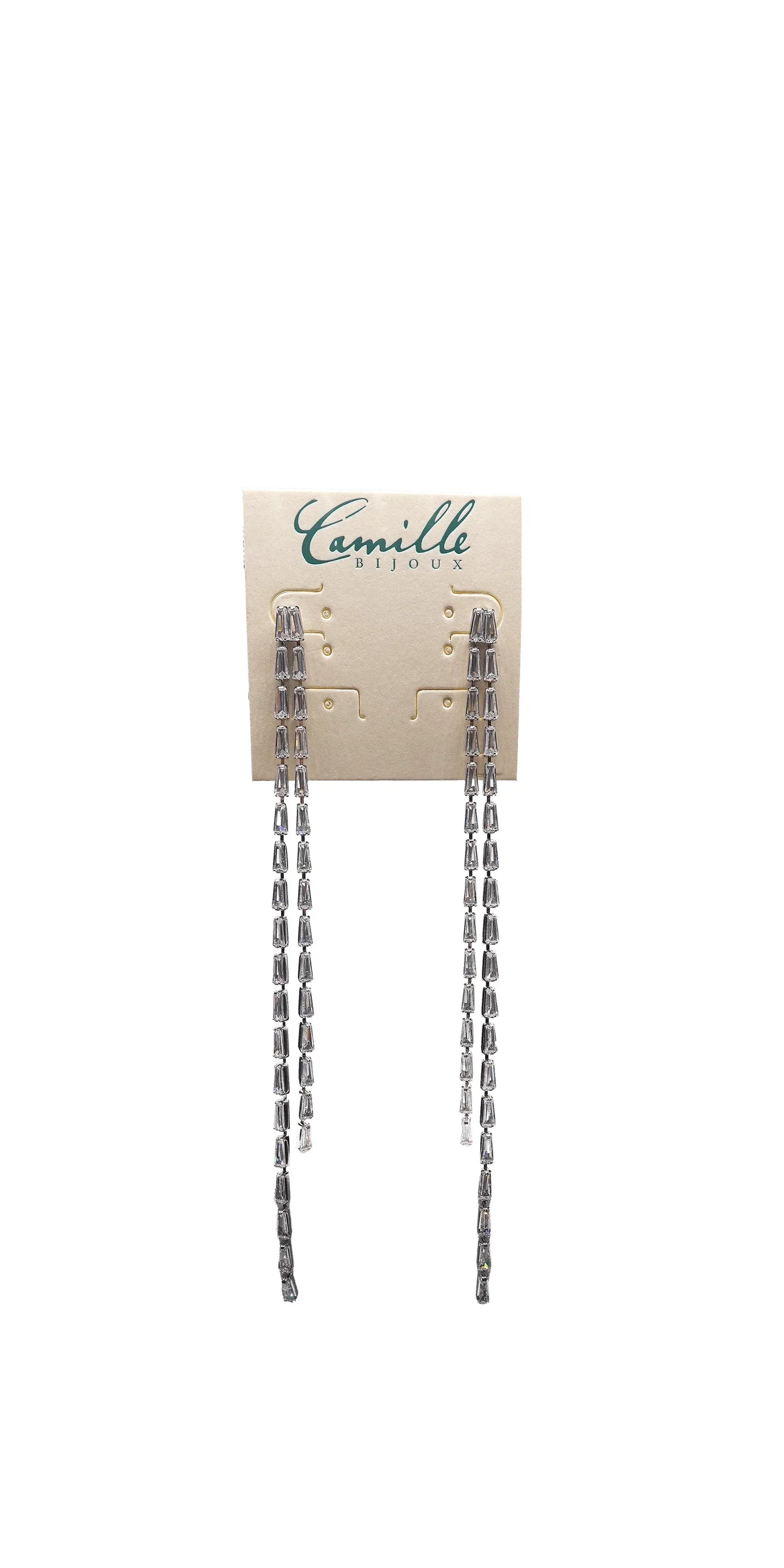 Baguette Extra Long Double Strand Earrings - Camille La Vie