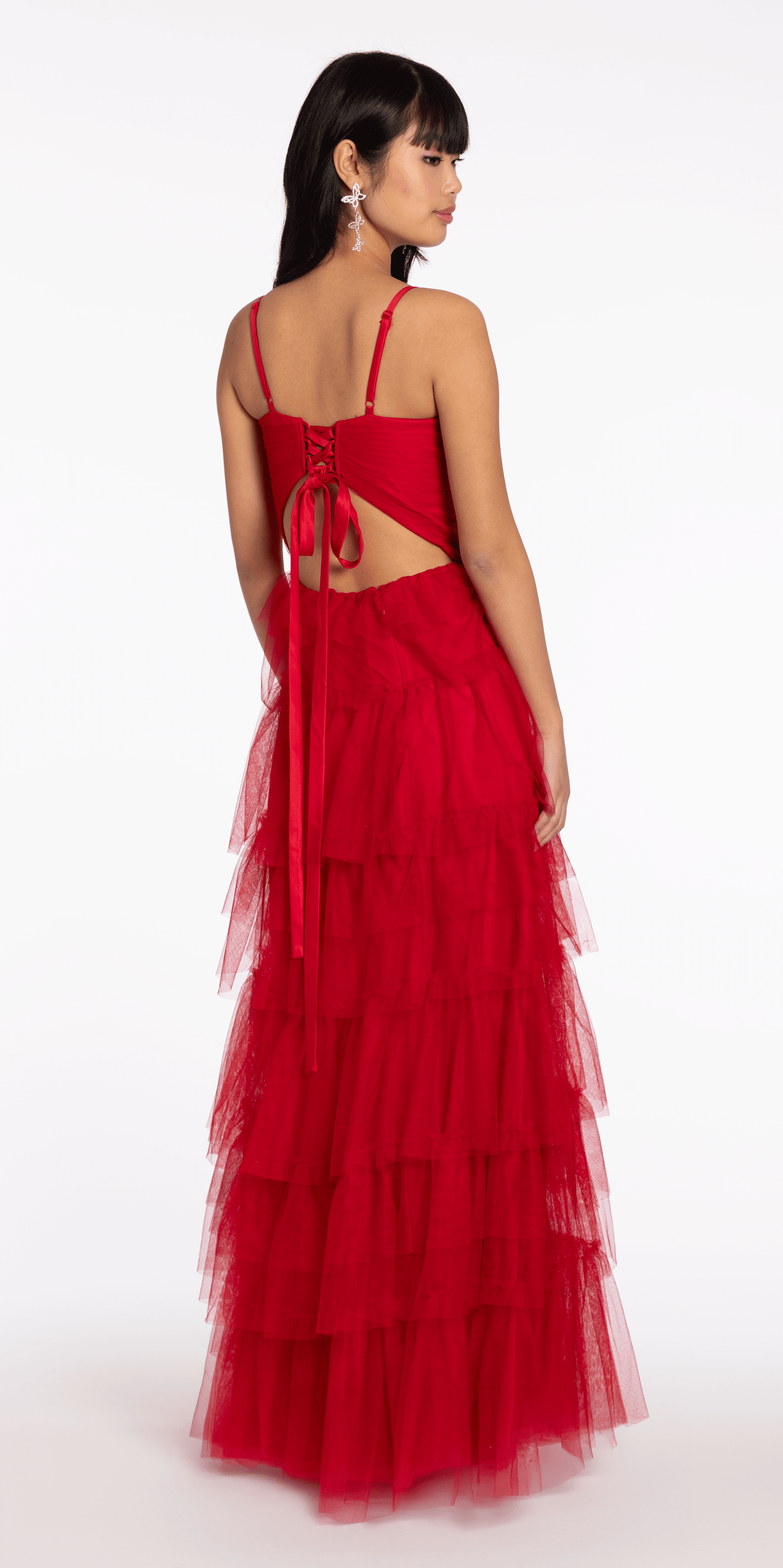 Tulle Tiered Sweetheart Ballgown with Keyhole - Camille La Vie