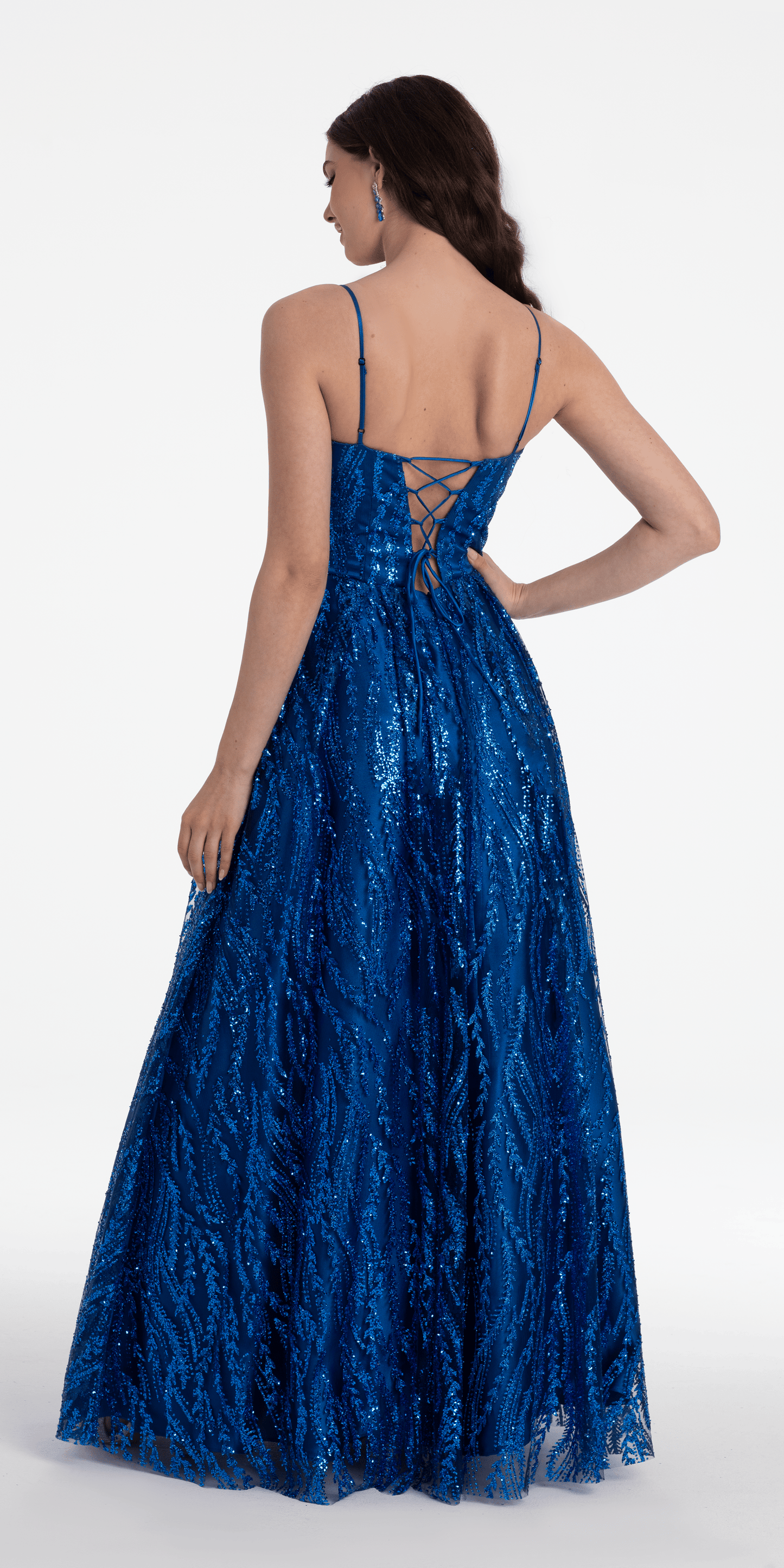 Camille La Vie Sweetheart Glitter Mesh Illusion Corset Ballgown