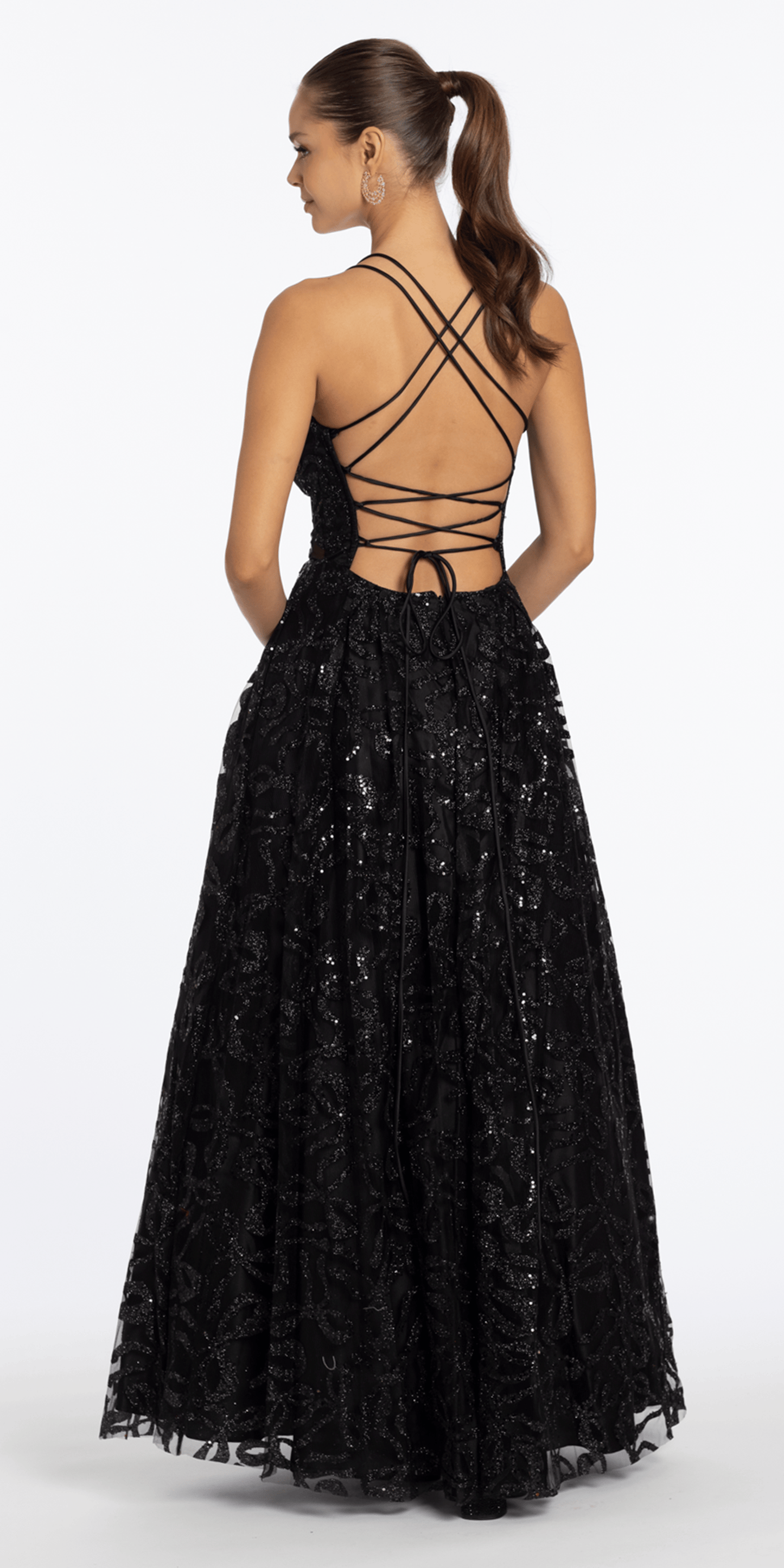 Glitter Illusion Sweetheart Corset Ballgown with Pockets - Camille La Vie