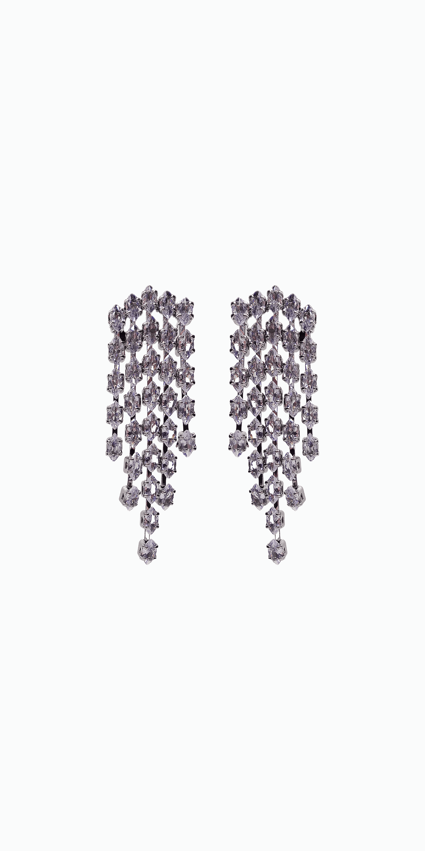 silver/one size/ Camille La Vie/Multi Strand Rhinestone Waterfall Earrings /Camille La Vie/front