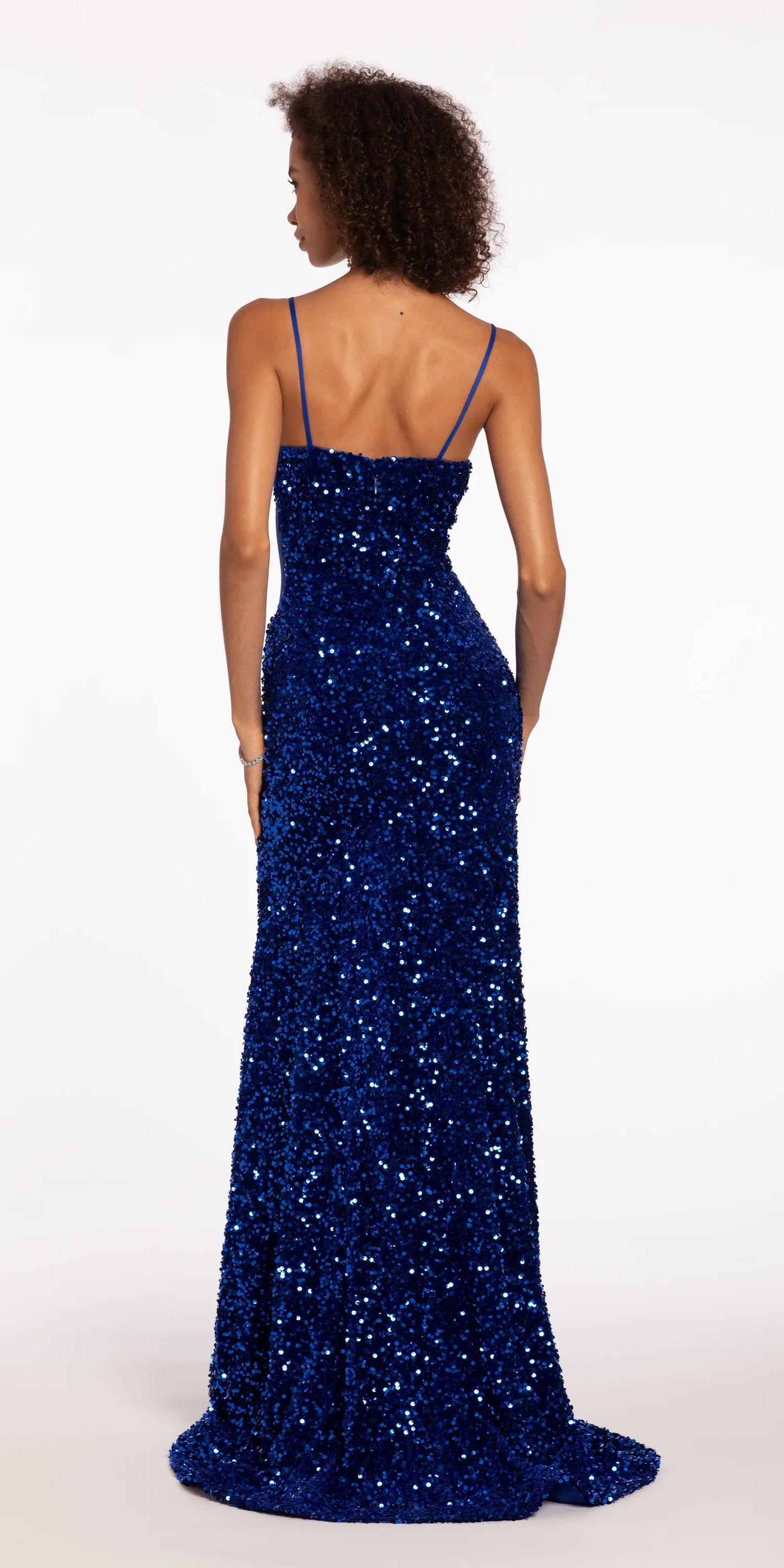 Sweetheart Sequin Trumpet Dress with Sheer Panels - Camille La Vie
