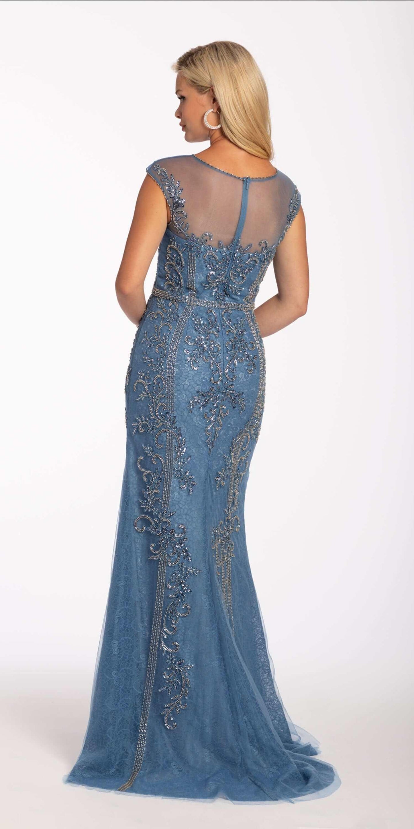 Lace Cap Sleeve Beaded Sheath Dress - Camille La Vie