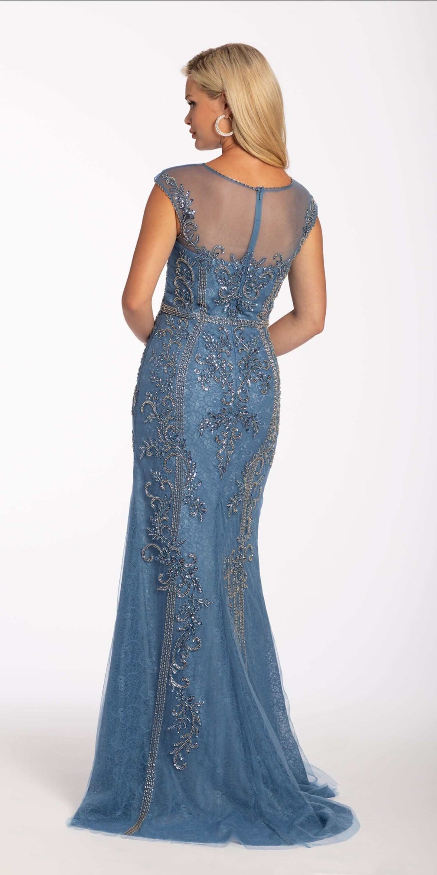 Lace Cap Sleeve Beaded Sheath Dress - Camille La Vie