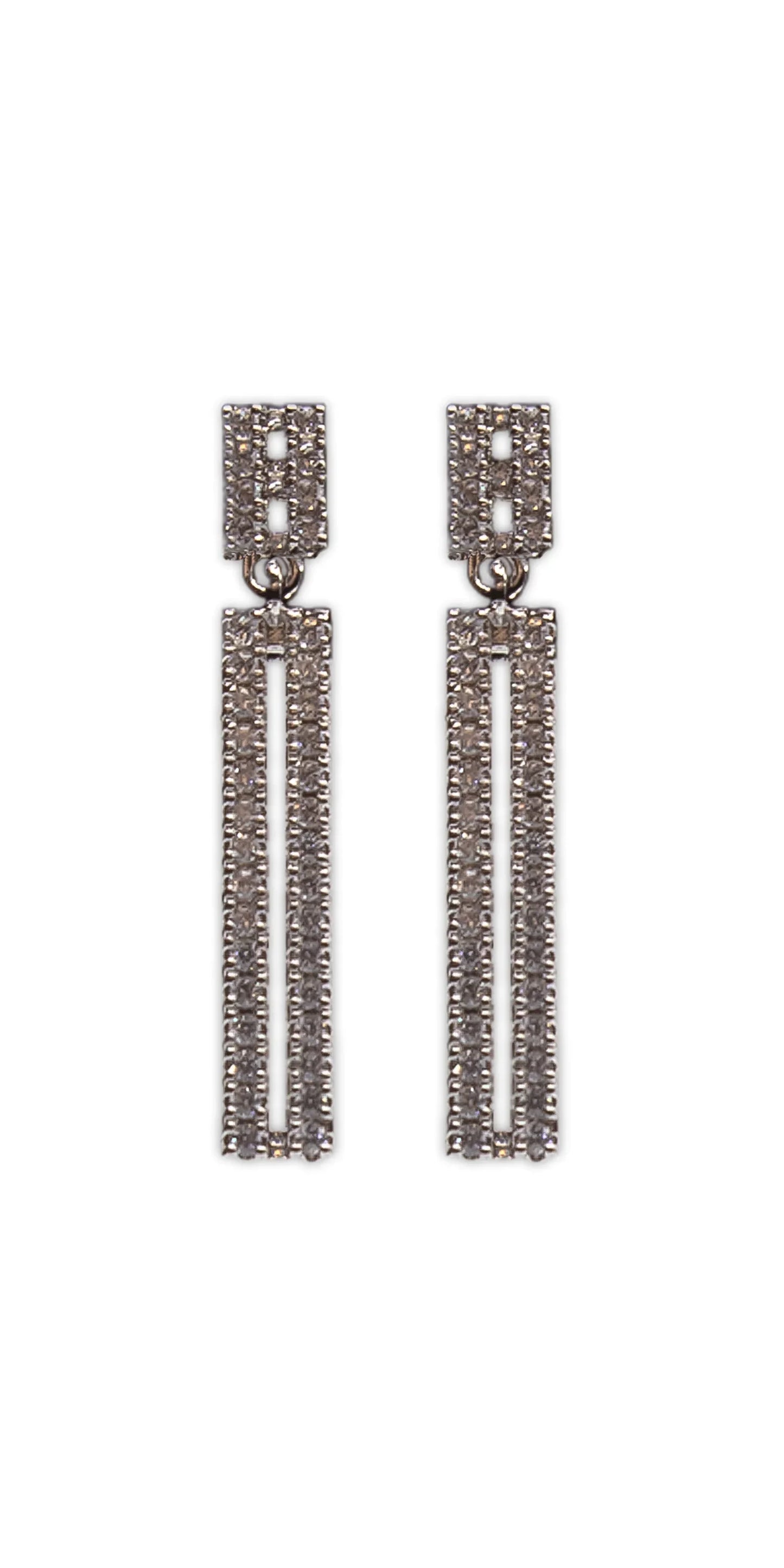 silver/one size/Camille La Vie/Linear Drop Cubic Zirconia Earrings /front