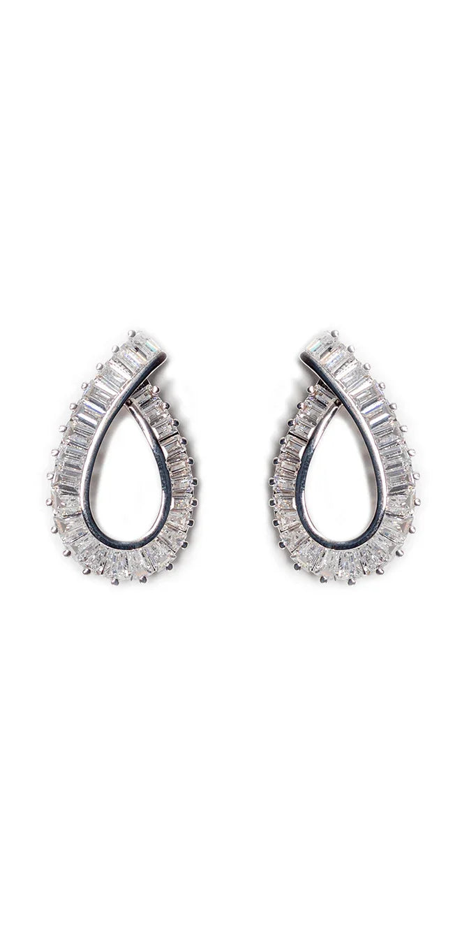 silver/one size/ Camille La Vie/Channel Set Oval Ribbon Earrings/front