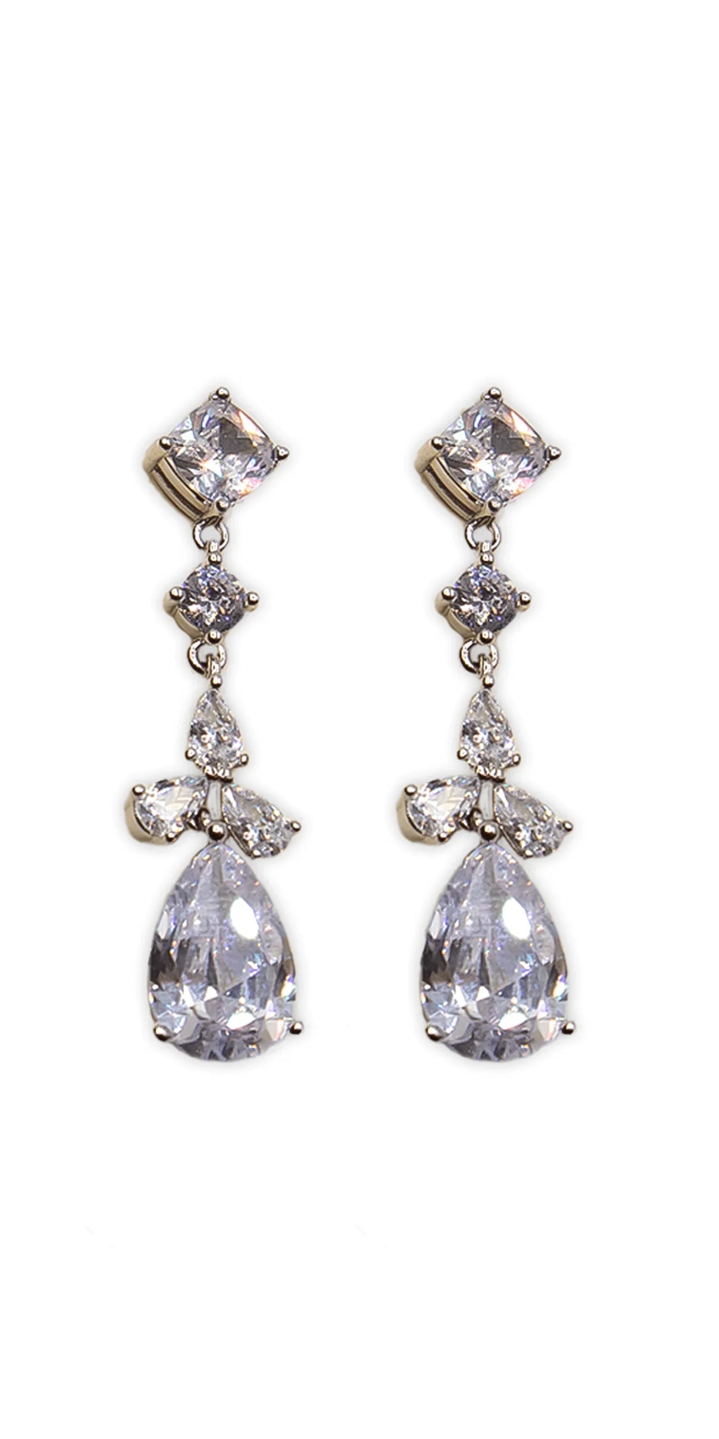 silver/one size/ Camille La Vie/Cubic Zirconia Drop Earrings/front alt