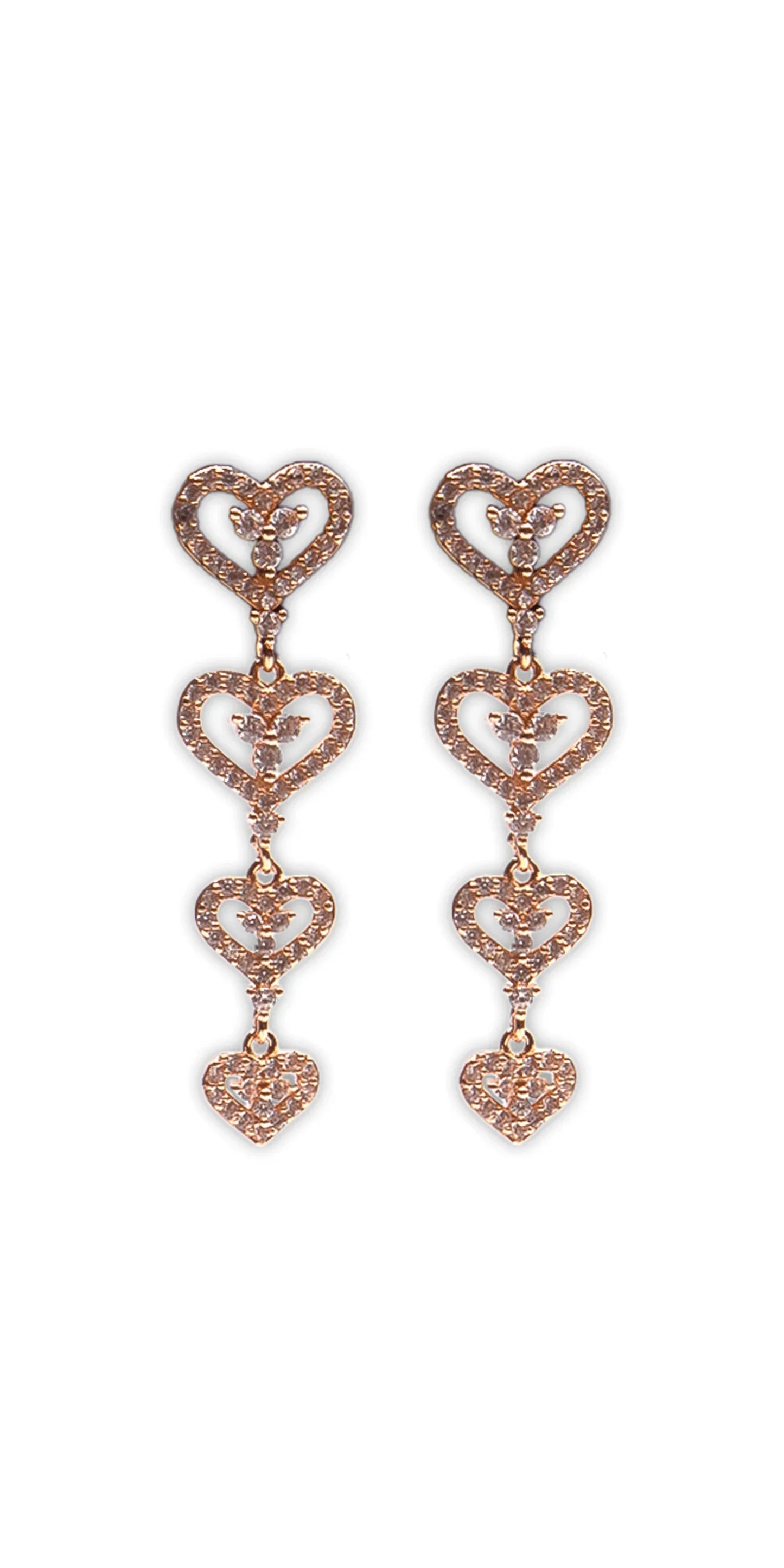 gold/one size/Camille La Vie/Open Heart Drop Cubic Zirconia Earrings /front