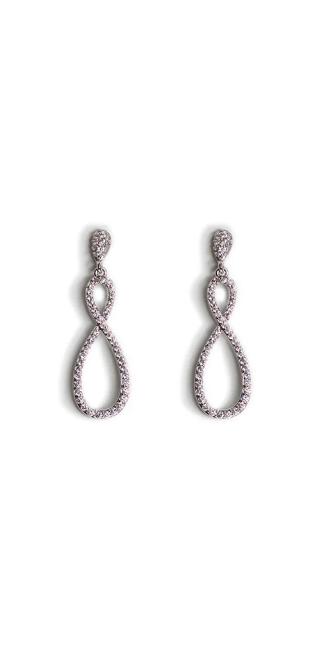 silver/one size/Camille La Vie/Infinity Pave Drop Earrings /front
