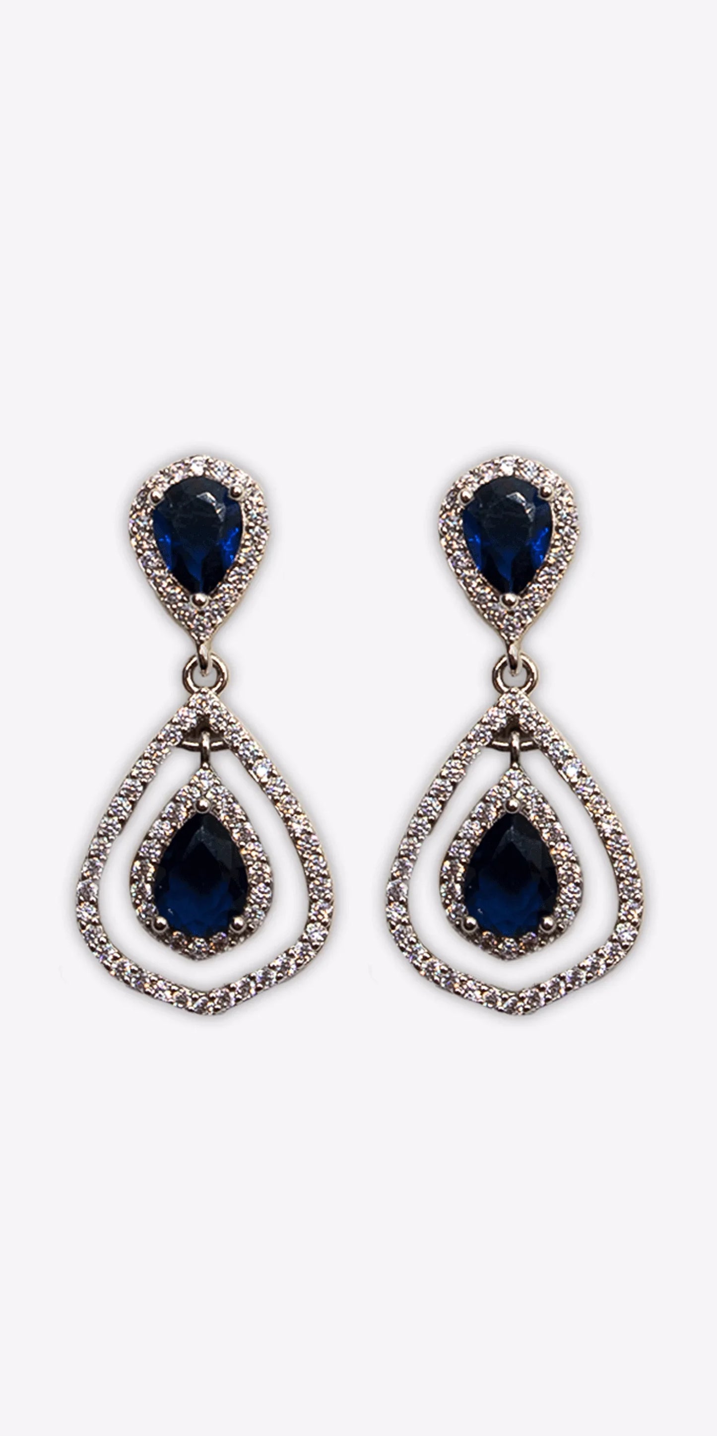 silver/one size/ Camille La Vie/Double Teardrop Cubic Zirconia Earrings /front