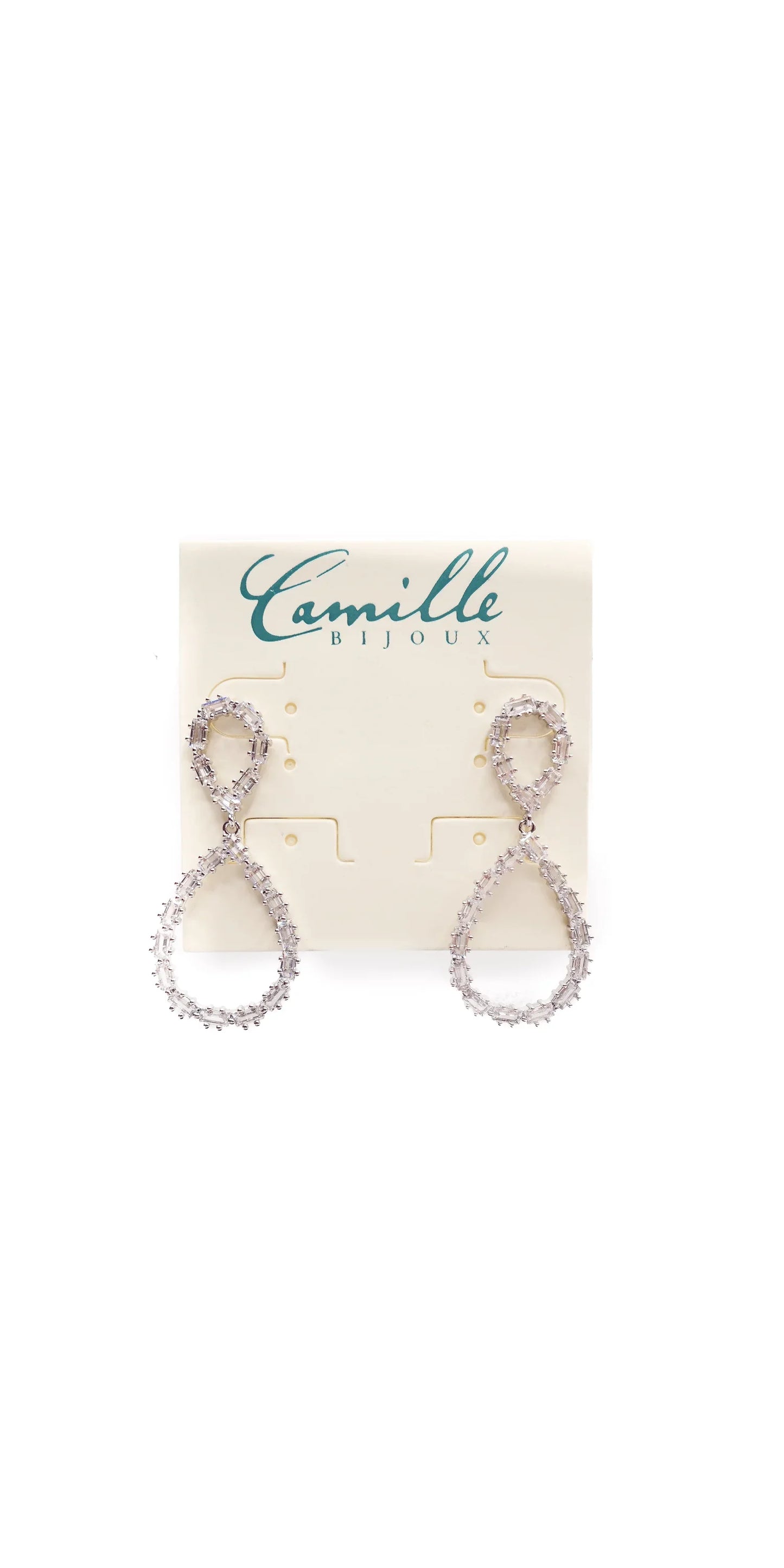 silver/one size/ Camille La Vie/Open Teardrop Cubic Zirconia Earrings /front alt