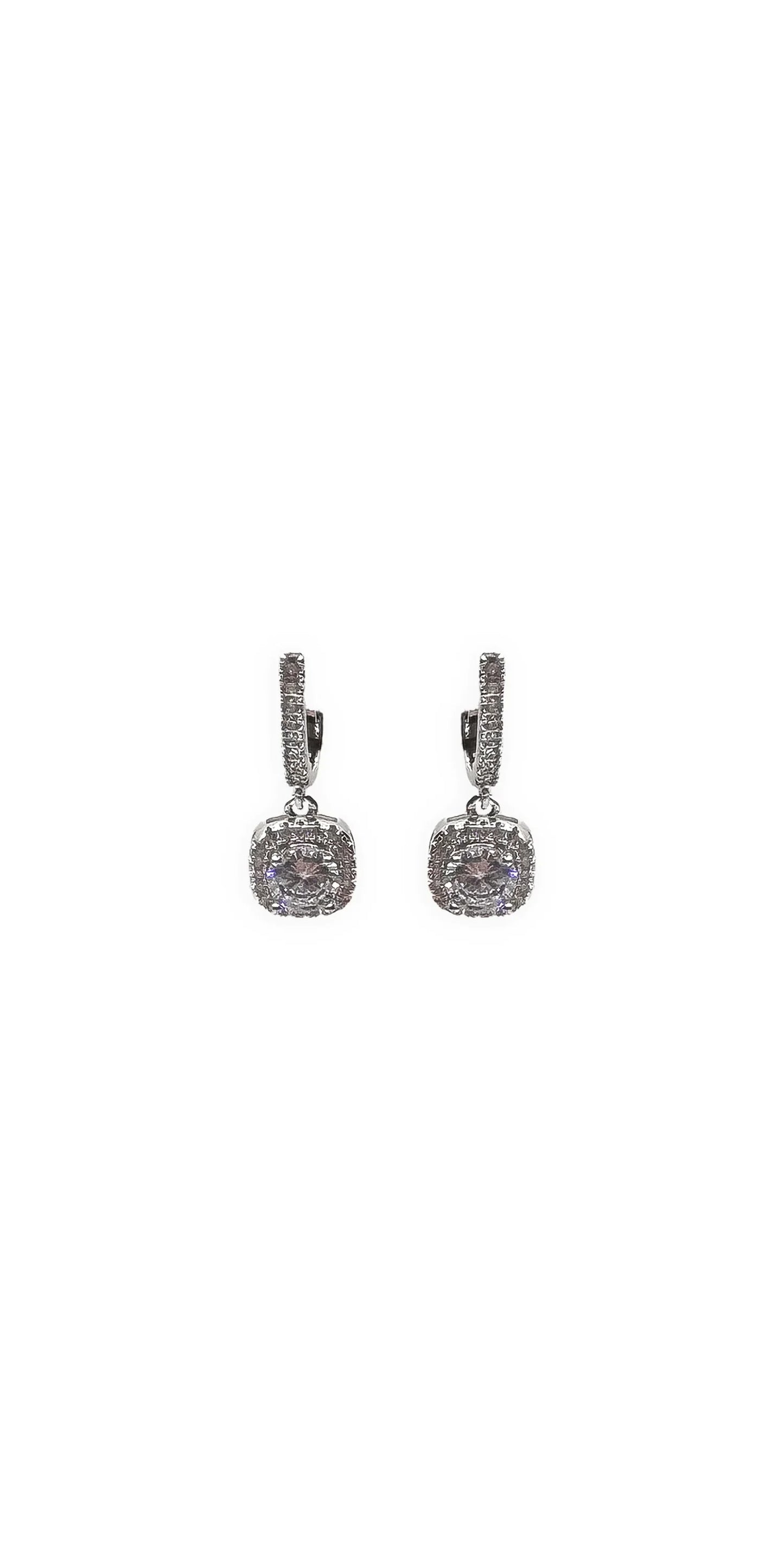 silver/one size/ Camille La Vie/Leverback Cushion Stone Earrings/front