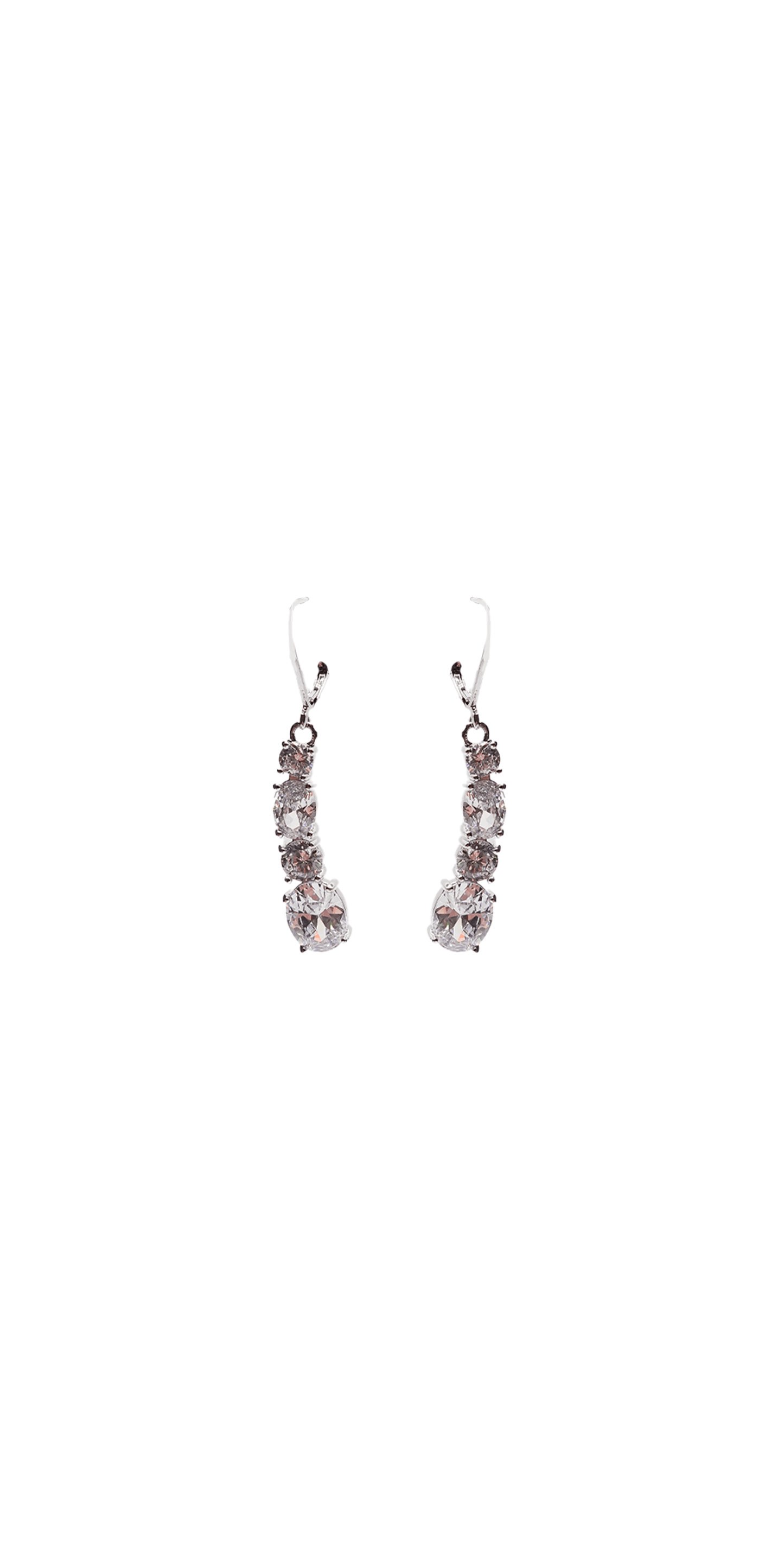 silver/one size/Camille La Vie/Graduated Rhinestone Earrings with Hoop Clasp /front