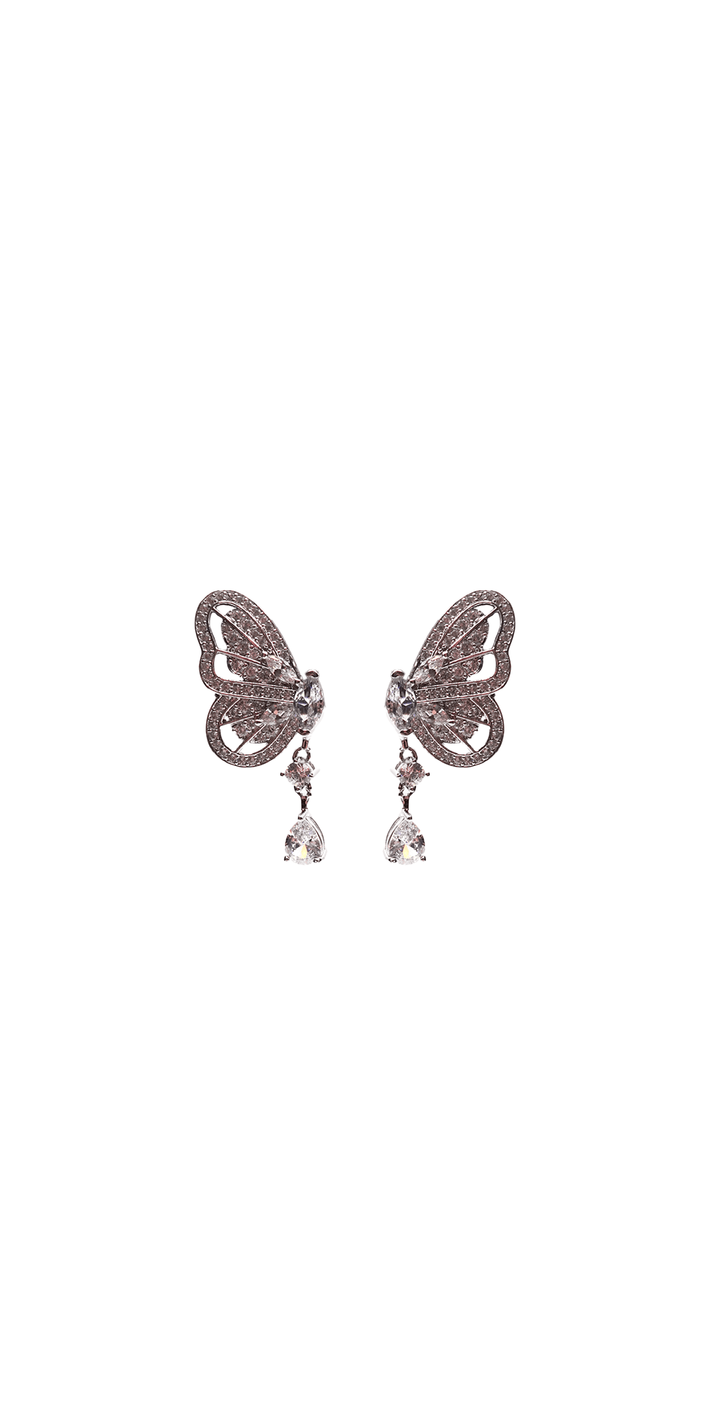 Cubic Zirconia Butterfly Drop Earrings - Camille La Vie