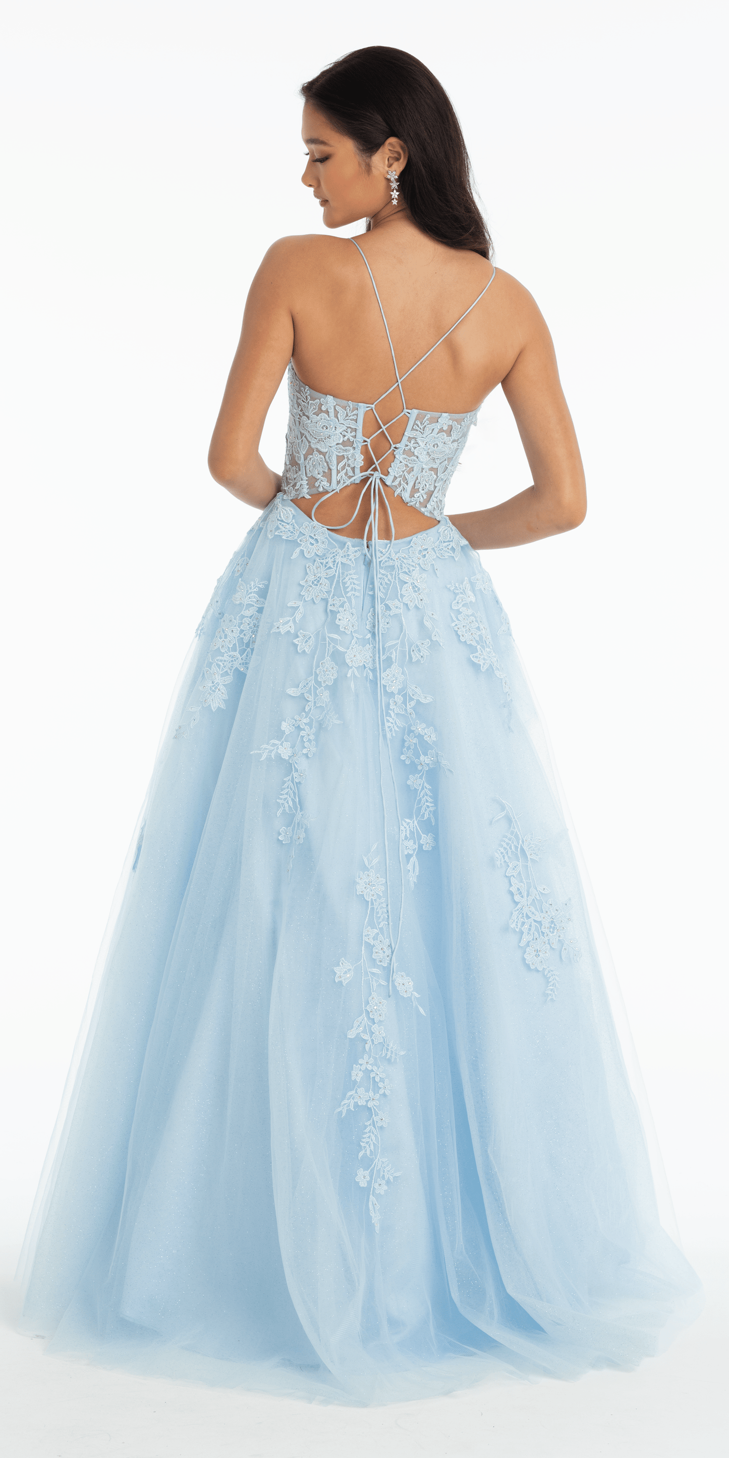 sky-blue/size/4/ missy/Camille La Vie/Scoop Neck Embroidered Glitter Tulle Corset Ballgown/back 1