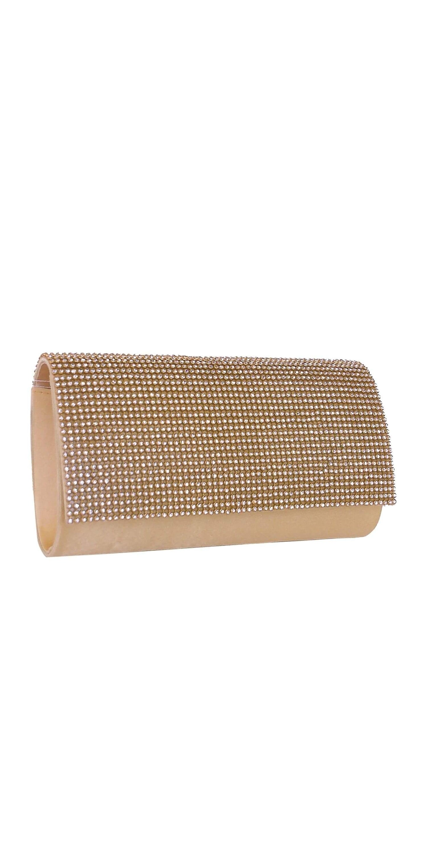 gold/no size/Camille La Vie/Rhinestone Fold Over Handbag /front