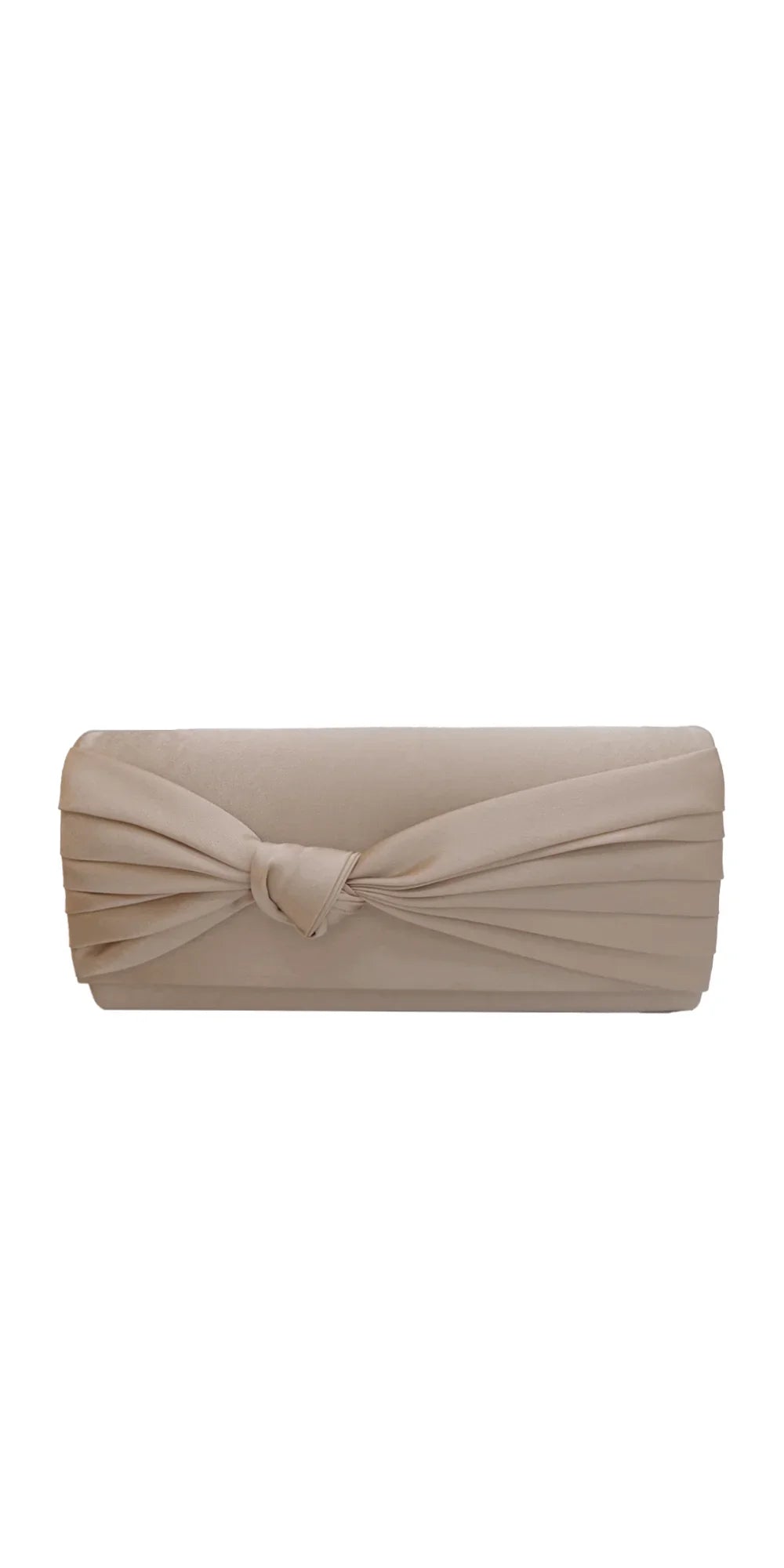 nude/no size/Camille La Vie/Satin Rectangle Handbag with Pleated Knot Detail/front