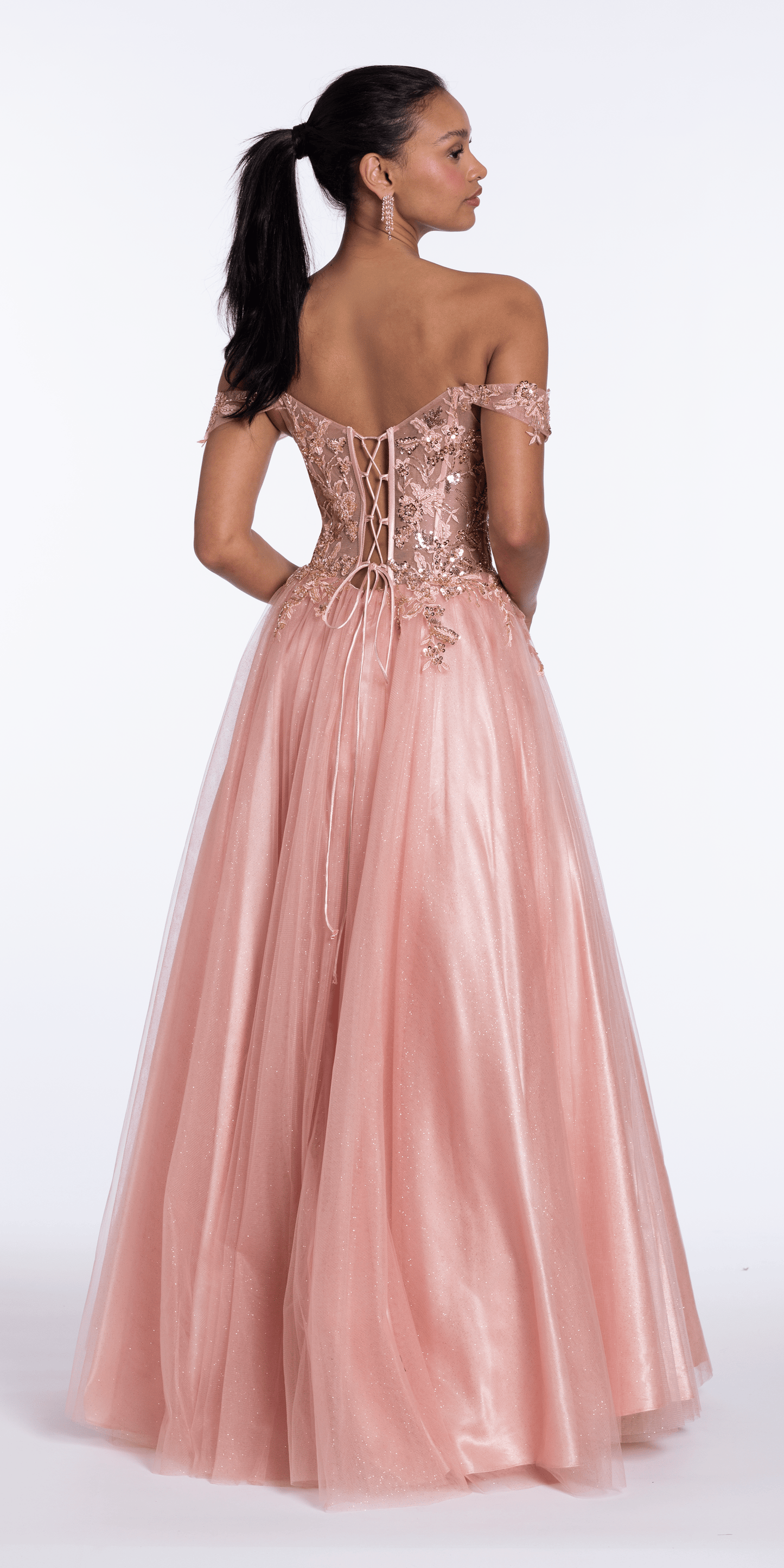 Sweetheart Embroidered Corset Lace Up Back Ballgown - Camille La Vie