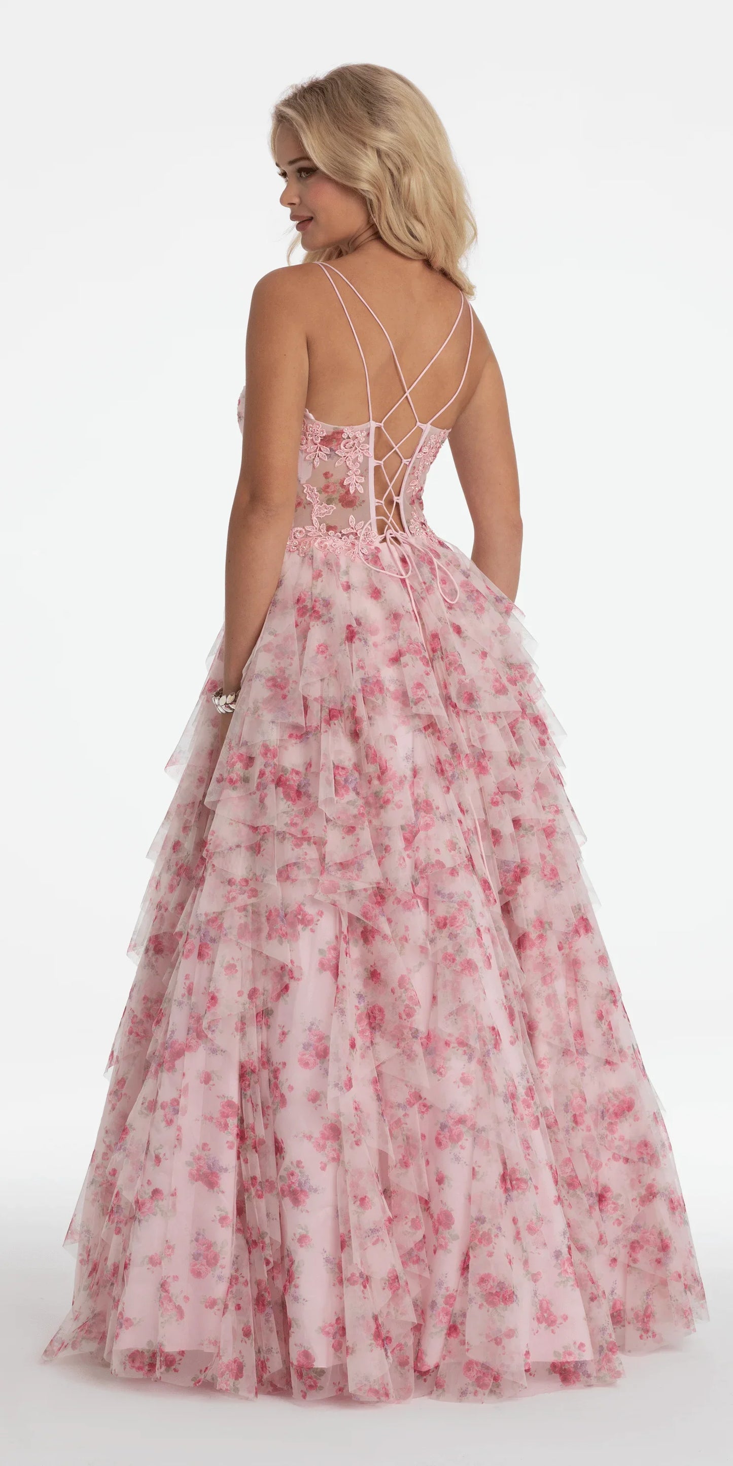 pink-multi/size/4/missy/Camille La Vie/Sweetheart Floral Embellished Corset Corkscrew Ballgown /back