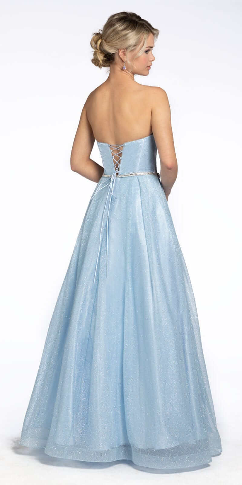 Glitter Corset Ballgown with Crystal Waistband - Camille La Vie