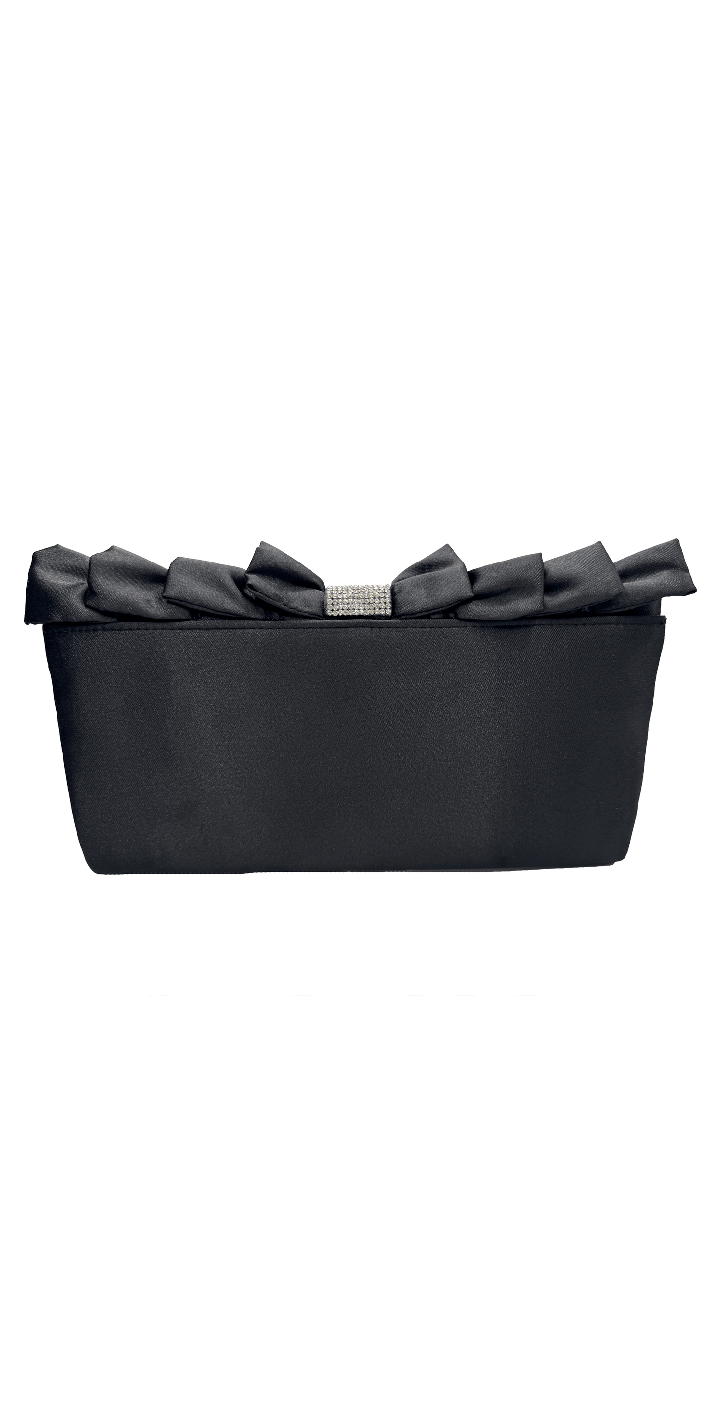 Satin Ruffle Full Flap Handbag with Rhinestone Detail - Camille La Vie
