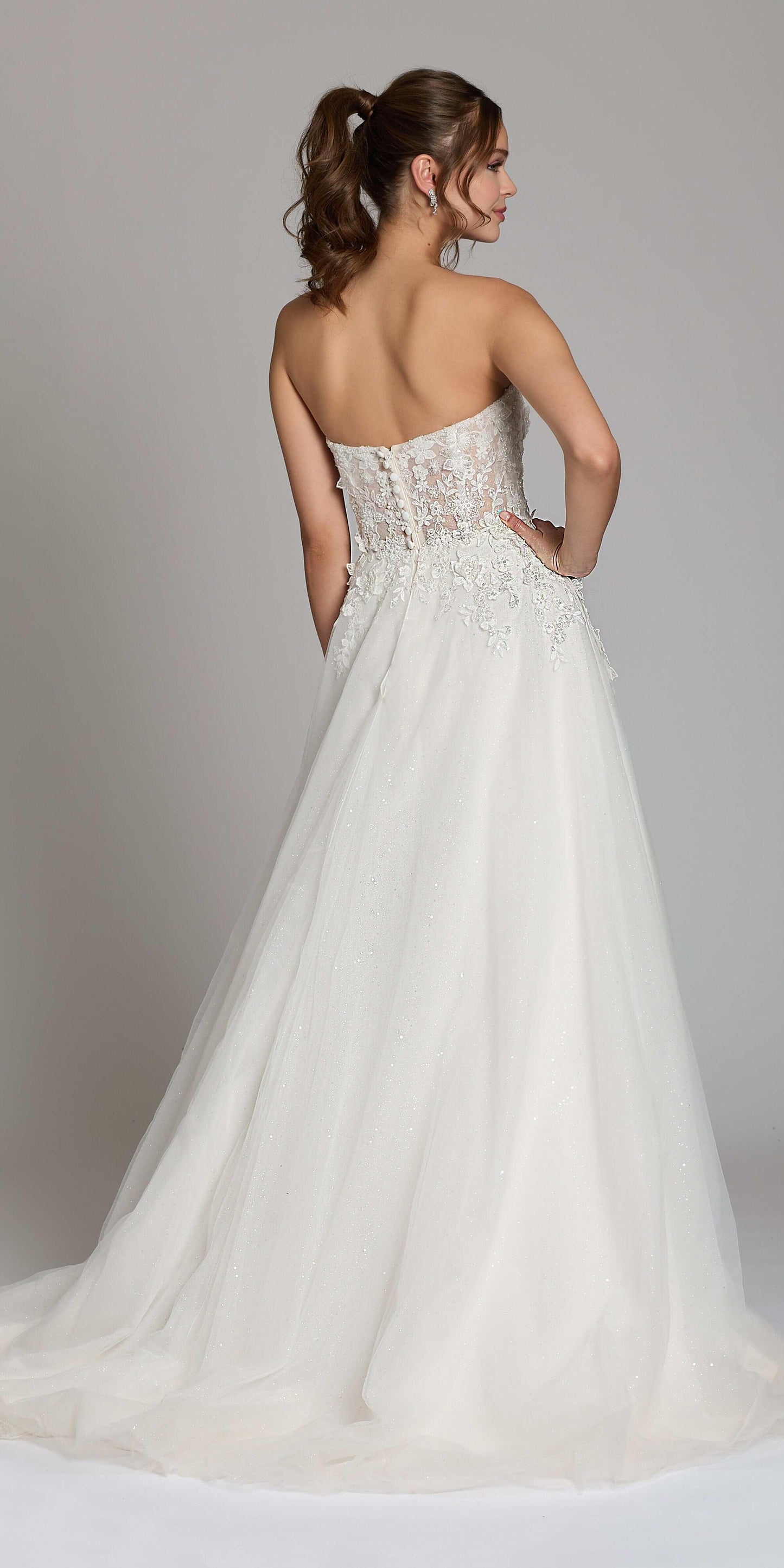 Tulle A Line Dress with 3D Embellished Appliques - Camille La Vie