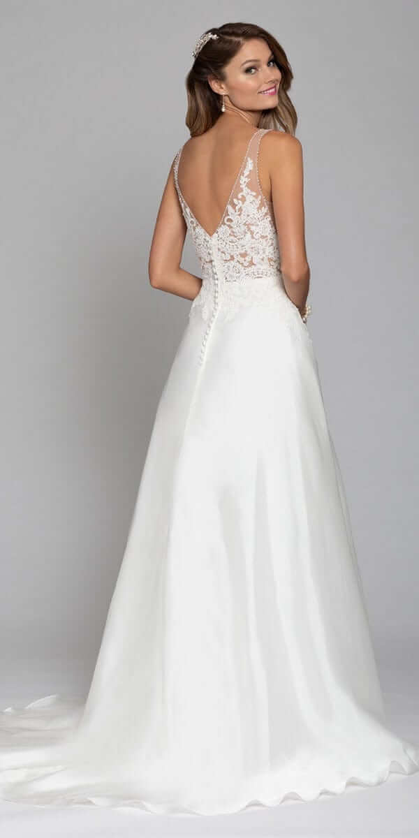 ivory/size/4/missy/Camille La Vie/Floral Applique Organza A-Line Gown/ back