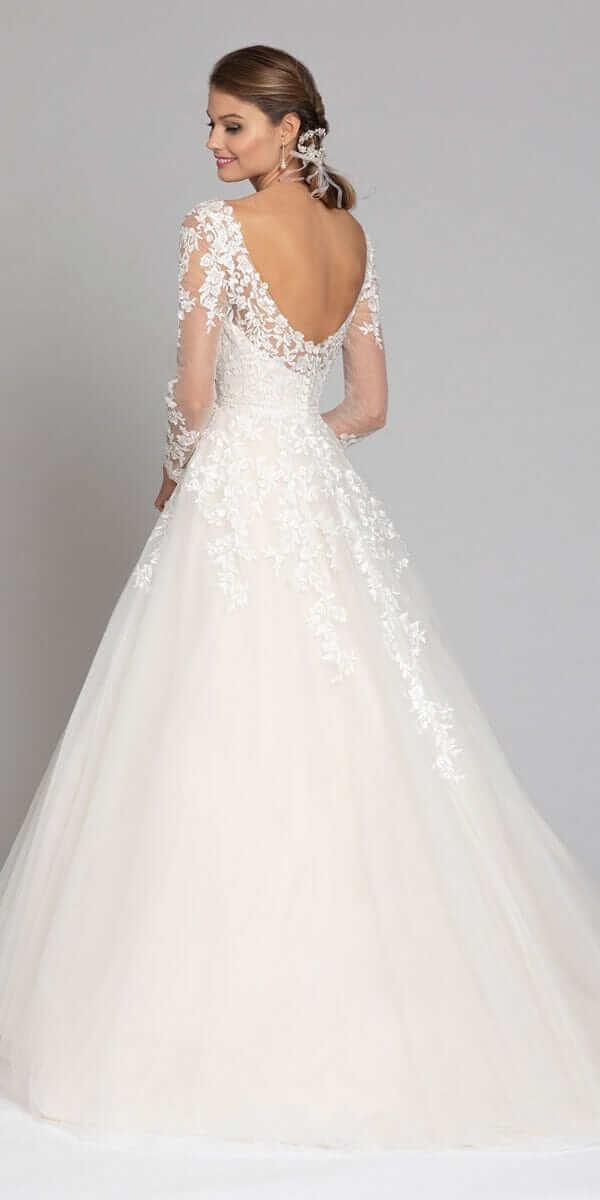 ivory/size/4/missy/Camille La Vie/Long Sleeve Illusion Embroidered Tulle Ballgown/back