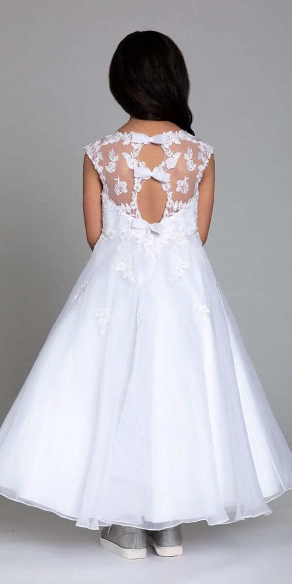 white/size/5/missy/Camille La Vie/Lace Cap Sleeve Triple Bow Trim Dress/back 1