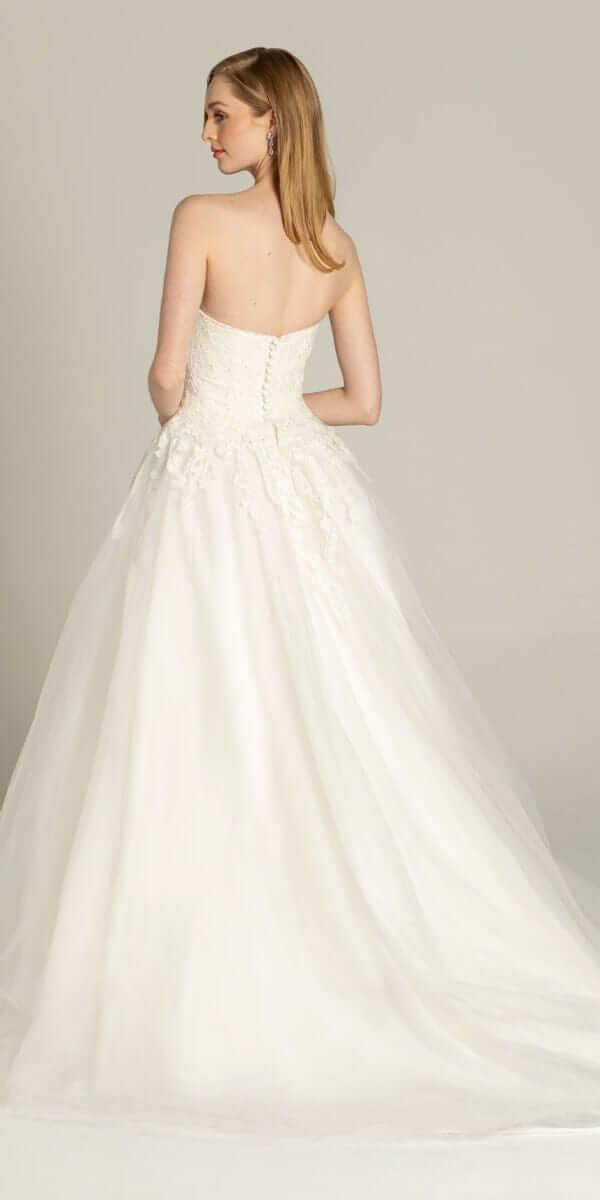 ivory-pink/size/4/ missy/ Camille La vie/Embellished Embroidered Strapless Tulle Ballgown /back
