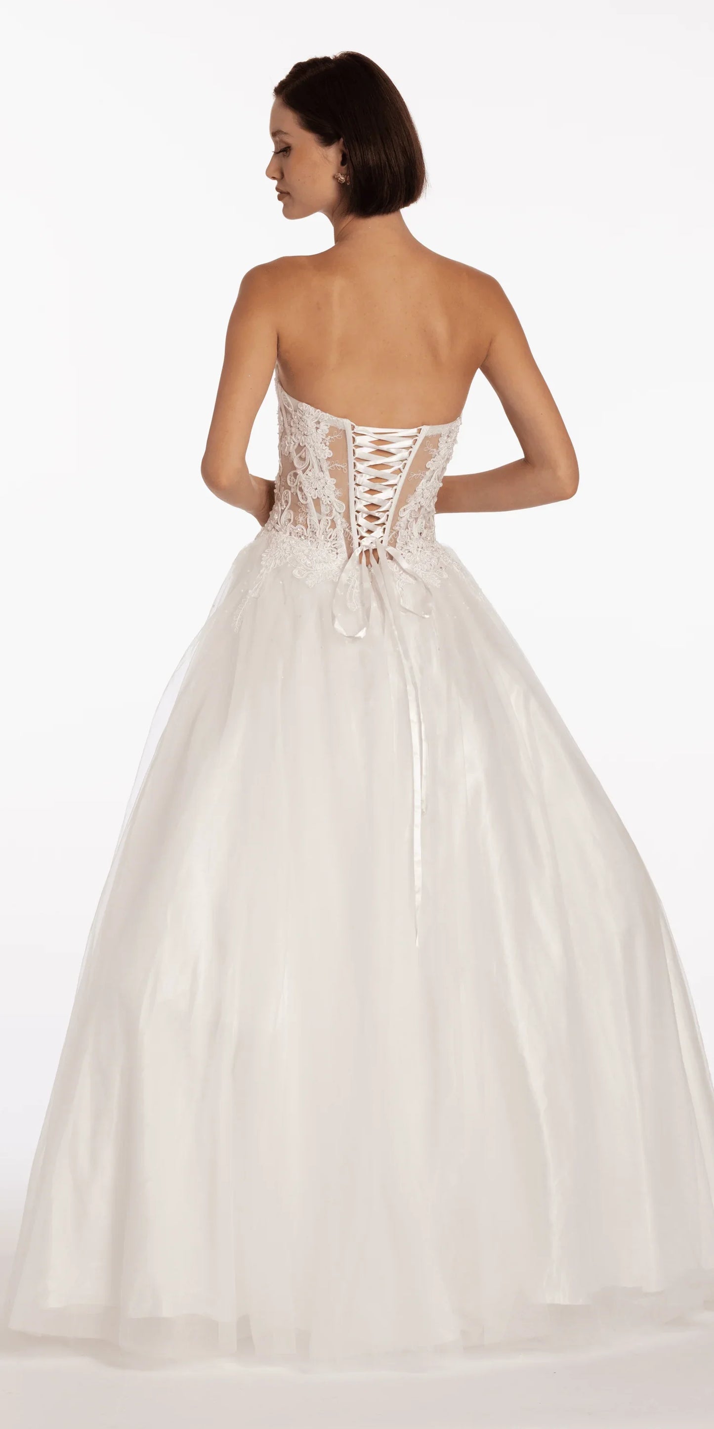 ivory/size/4/missy/Camille La Vie/Sweetheart Embroidered Corset Ballgown with Heat Set Stones/back