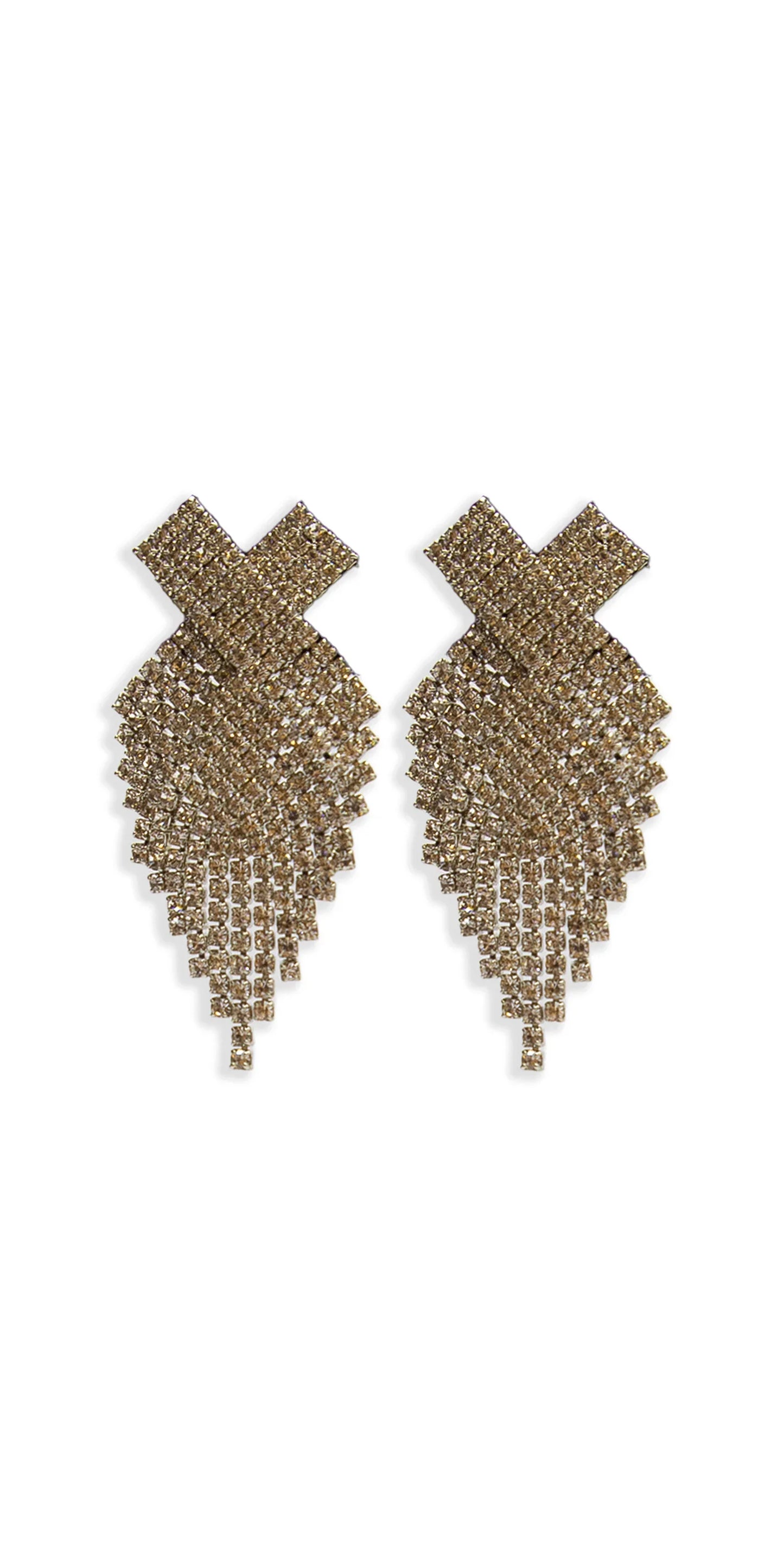 gold/one size/Camille La Vie/X Rhinestone Graduated Earrings /front
