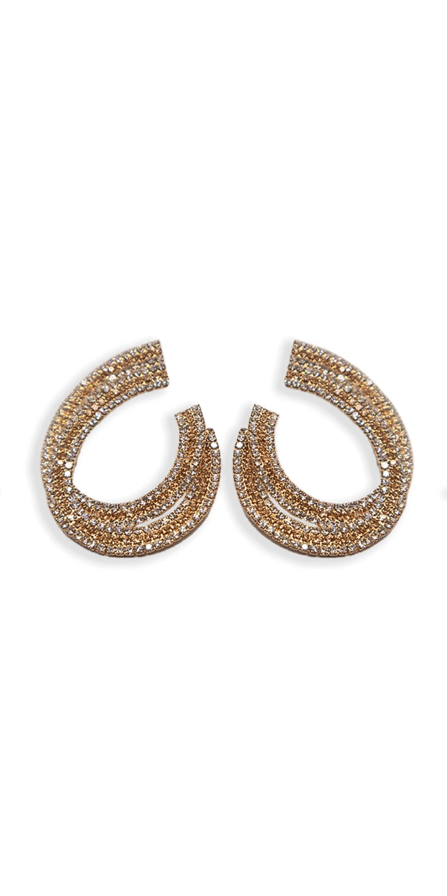 gold/one size/Camille La Vie/Crystal Double Swirl Rhinestone Earrings /front