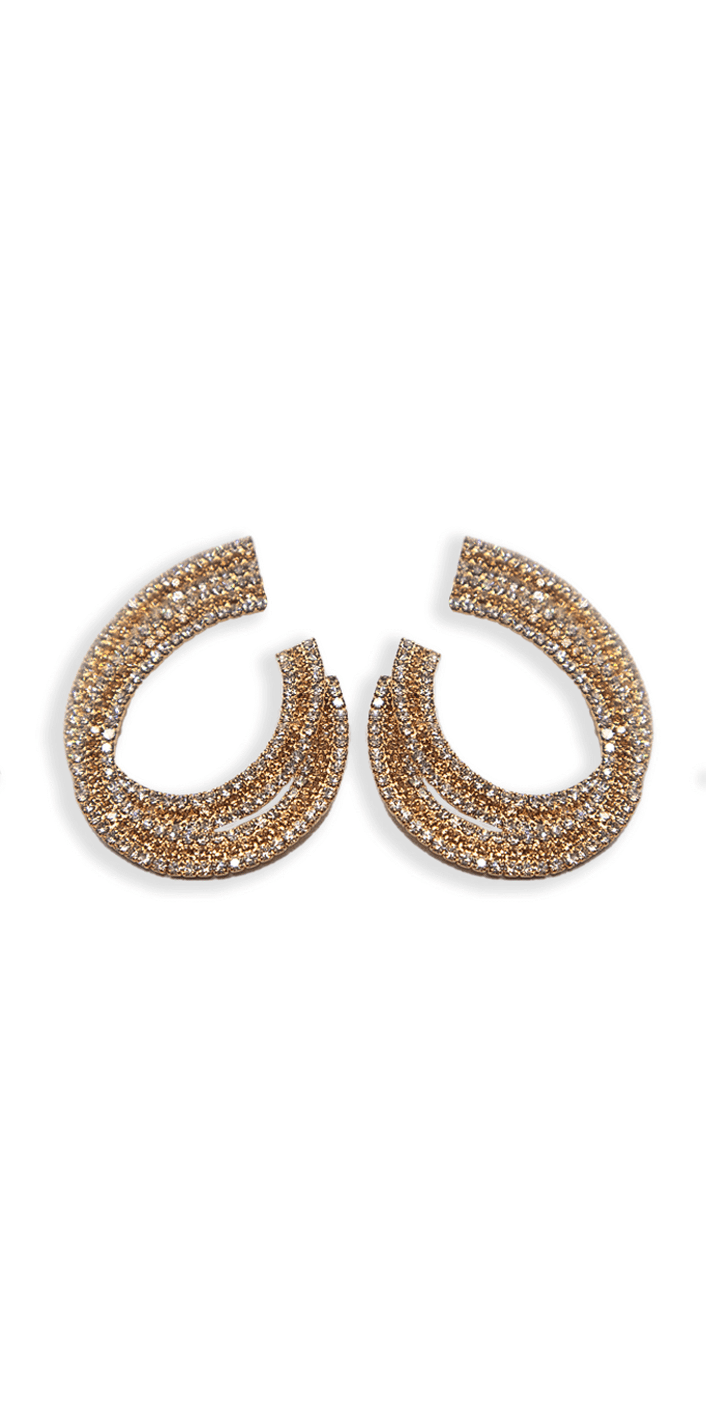 gold/one size/Camille La Vie/Crystal Double Swirl Rhinestone Earrings /front