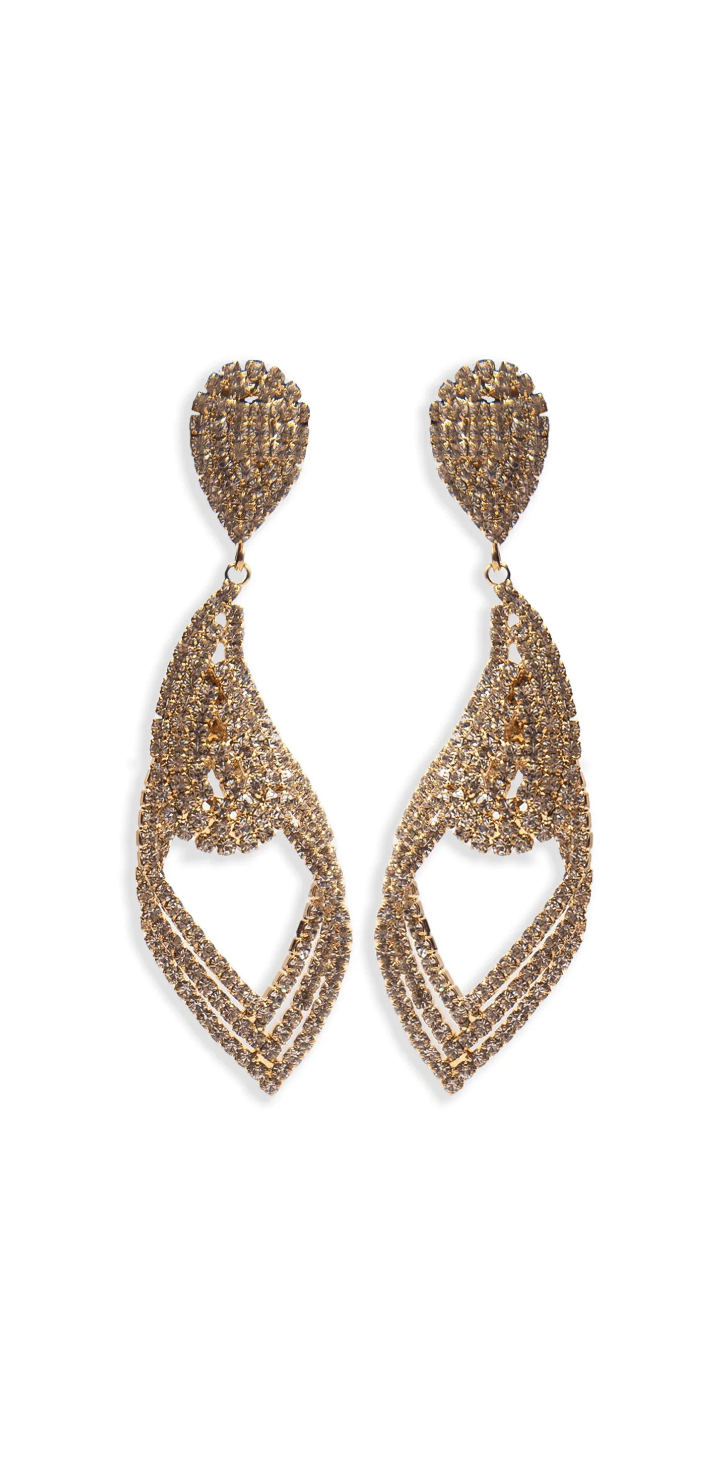 gold/one size/Camille La Vie/Rhinestone Filigree Teardrop Earrings /front
