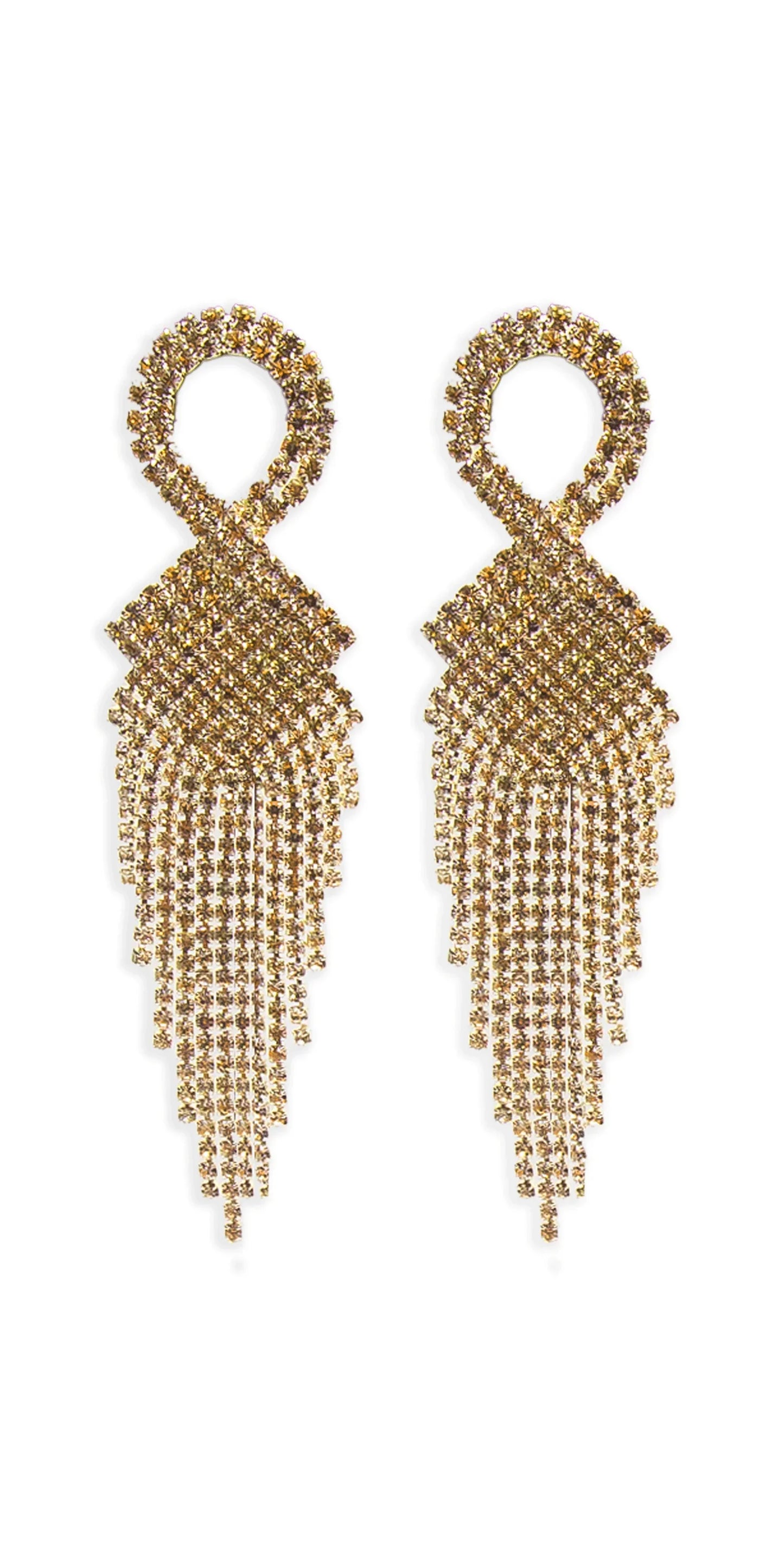 gold/one size/ Camille La Vie/Rhinestone Basketweave Ribbon Drop Earrings /front
