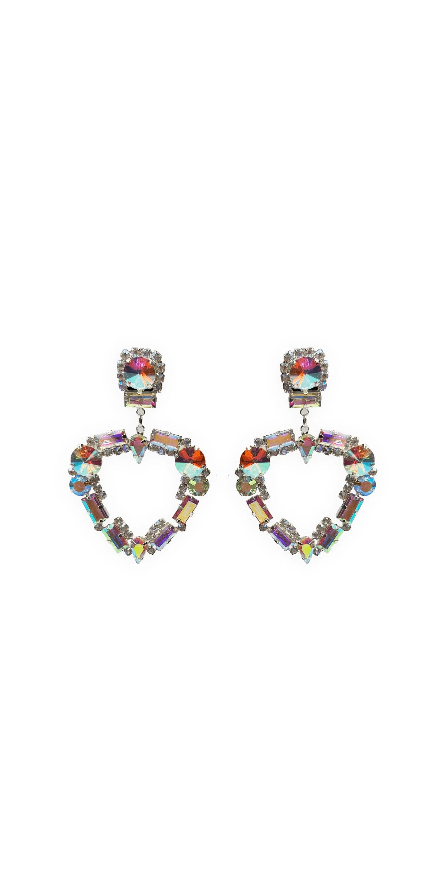 silver/no size/ Camille La Vie/Iridescent Double Rhinestone Duster Earrings /front