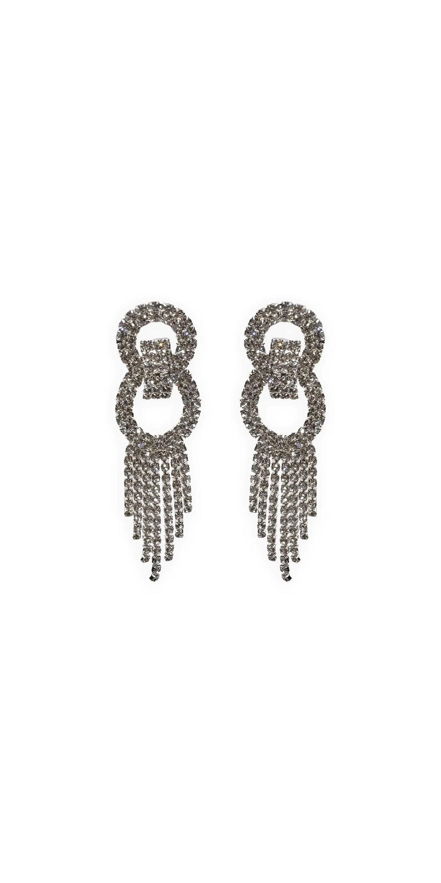 silver/one size/Camille La Vie/Rhinestone Interlock Multi Strand Earrings /front