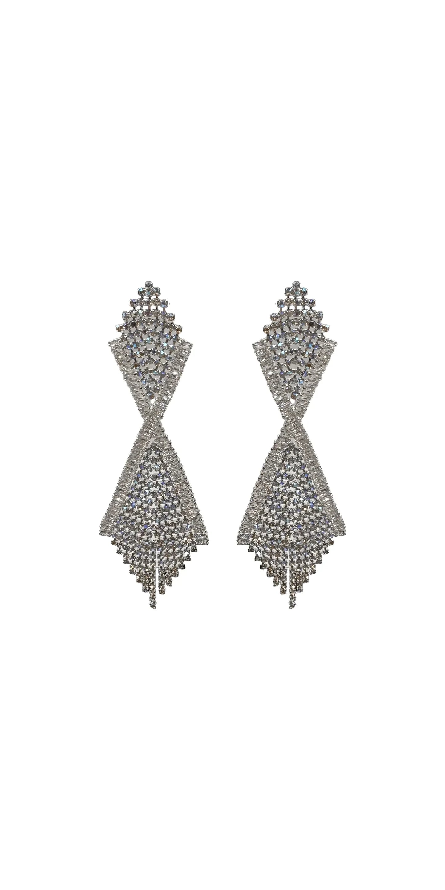 silver/one size/ Camille La Vie/Iridescent Double Diamond Rhinestone Duster Earrings/front