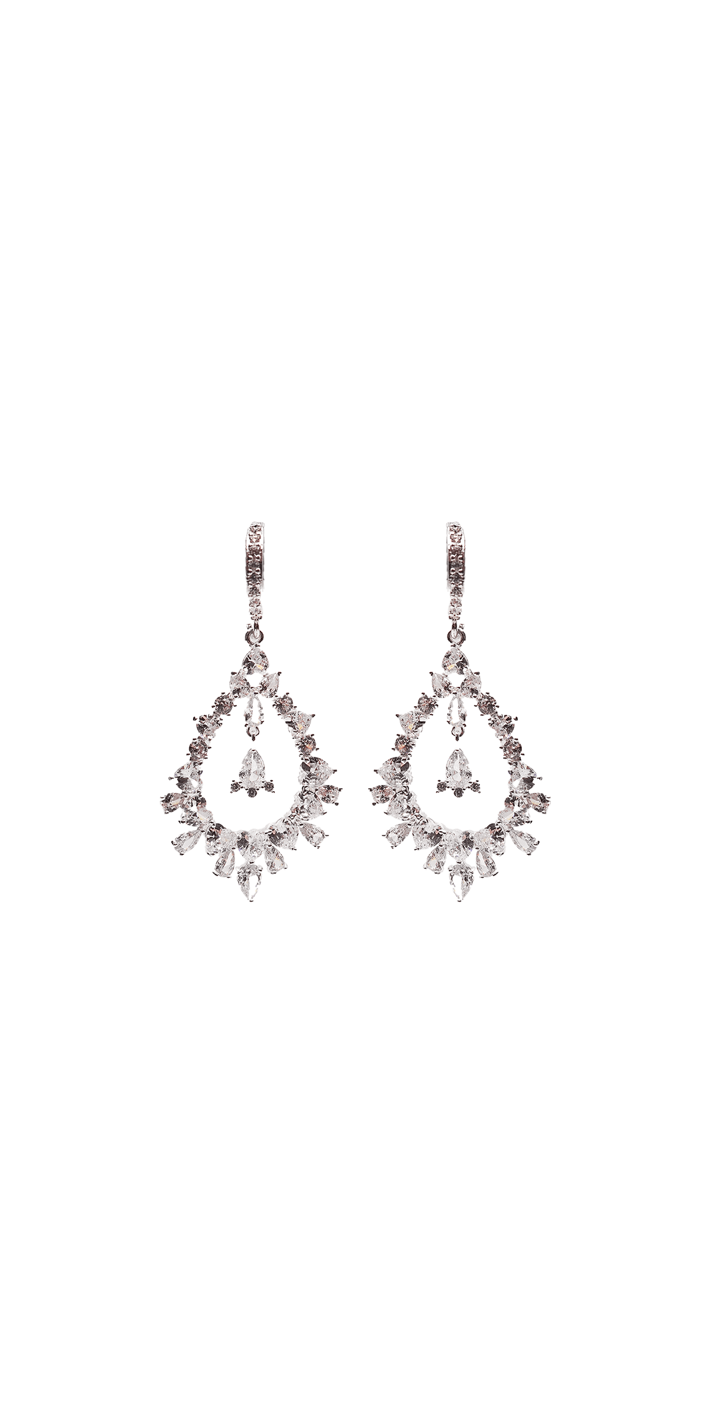 silver/one size/Camille La Vie/Cubic Zirconia Teardrop Center Earrings with Hoop Clasp /front