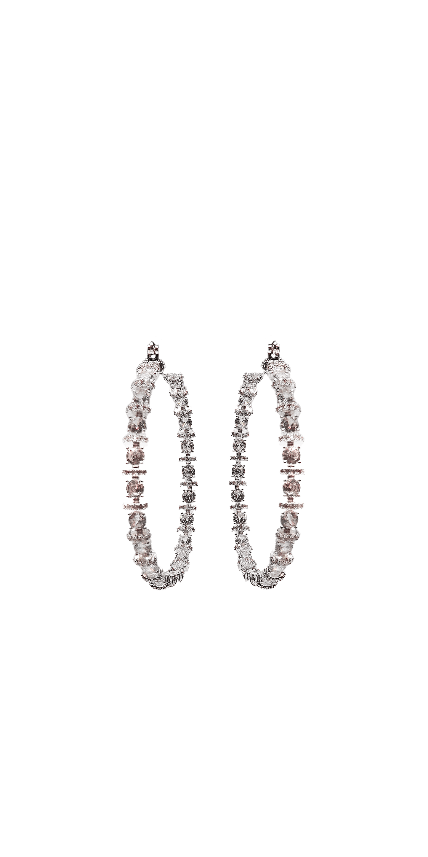 silver/one size/Camille La Vie/Large Cubic Zirconia Hoop Earrings /front