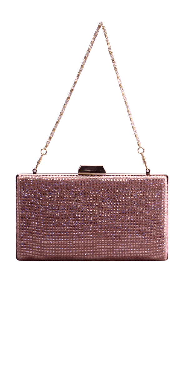 Metal Frame Rhinestone and Satin Handbag - Camille La Vie