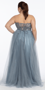 Strapless Pointed Beaded Corset Glitter Tulle Ballgown - Camille La Vie