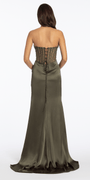 Strapless Satin Embellished Corset Column Dress - Camille La Vie