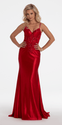 Sweetheart Glitter Sateen Embroidered Trumpet Dress - Camille La Vie